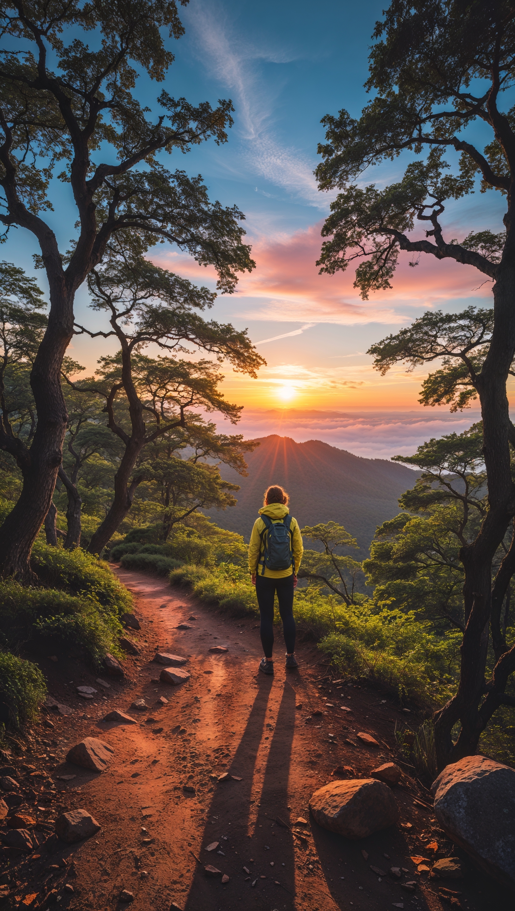 Sunrise on a hiking trail
