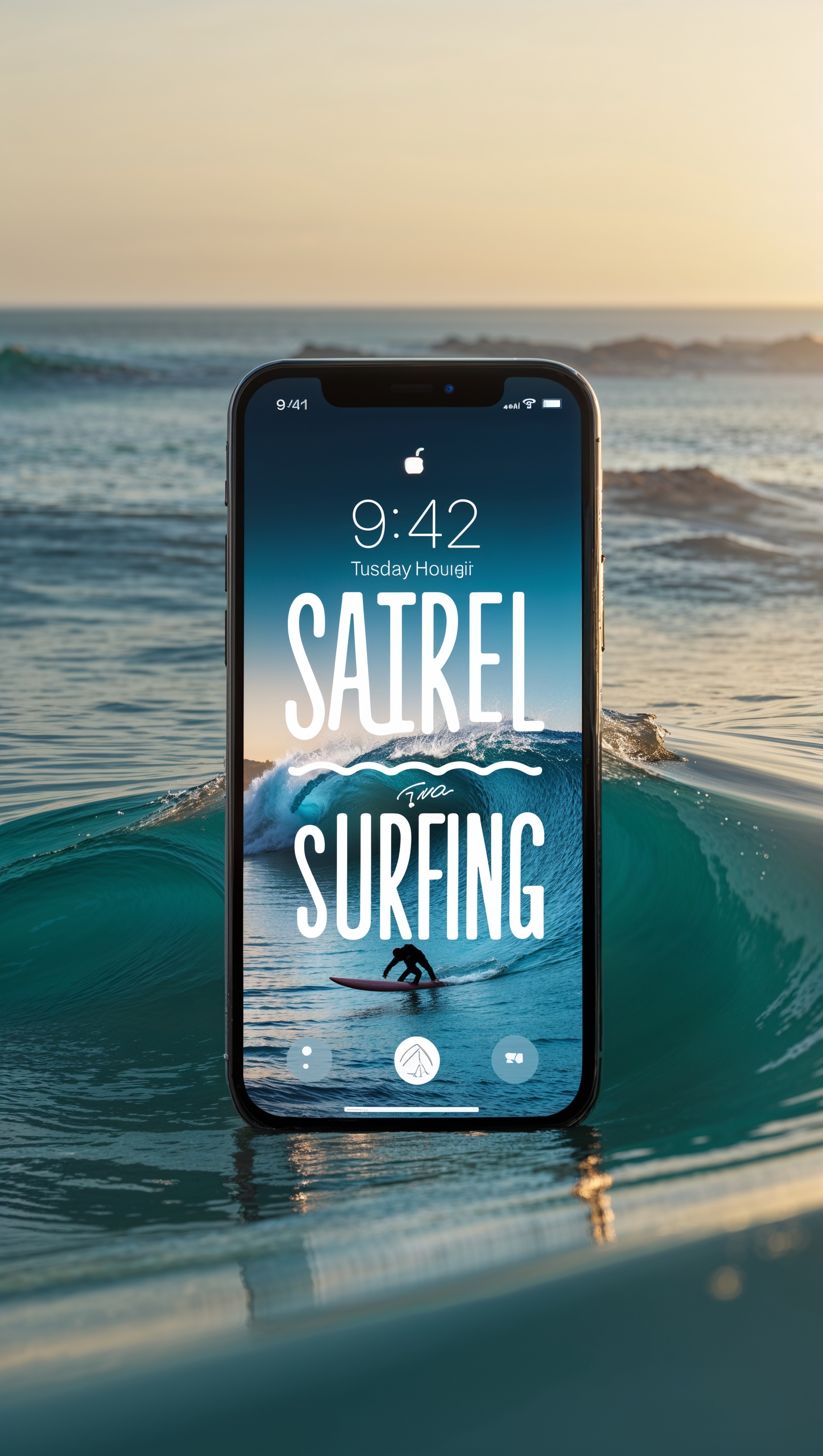 iPhone surfing wallpaper in Pacific Ocean