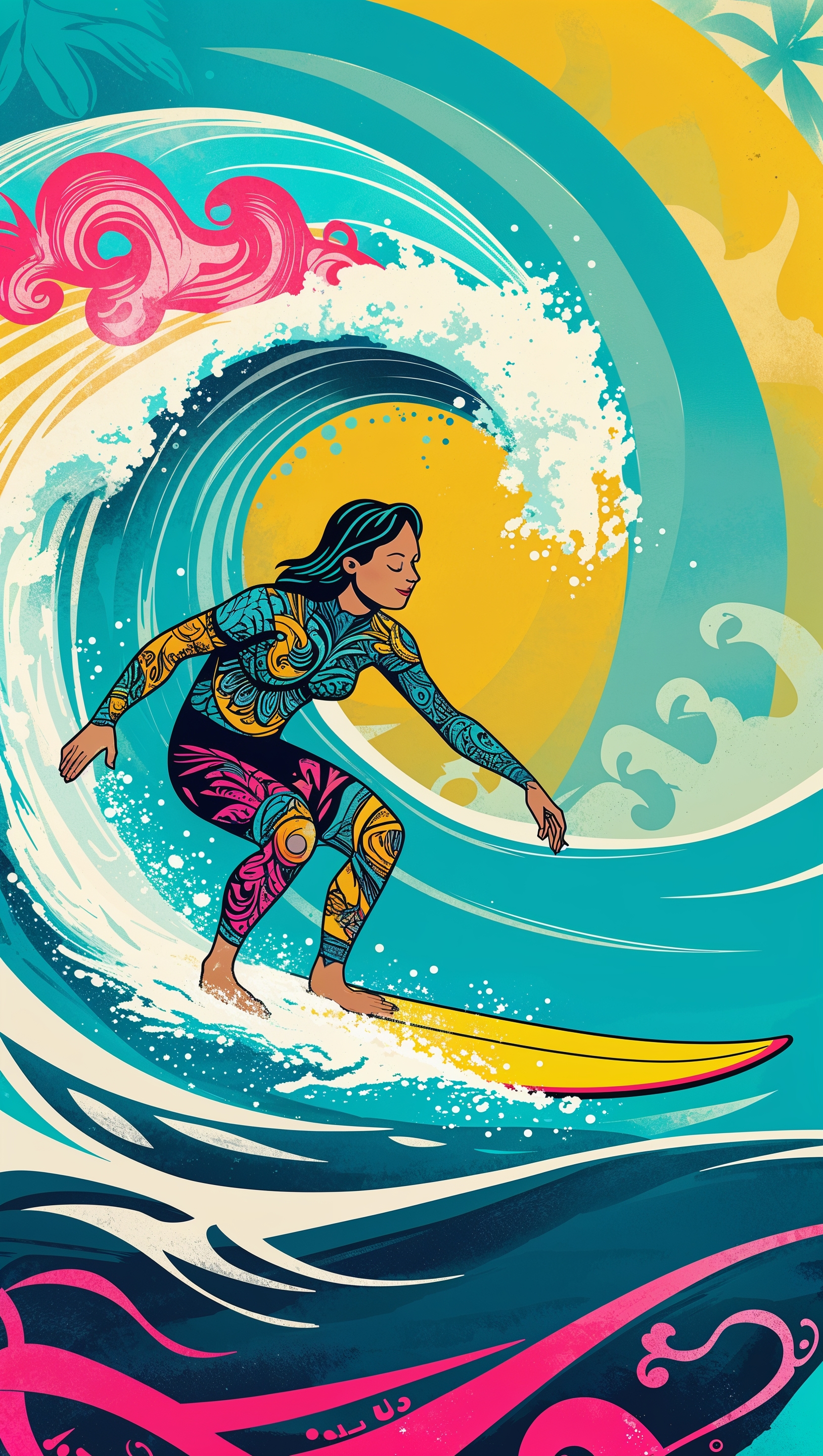 Colorful artistic iPhone surfing wallpaper