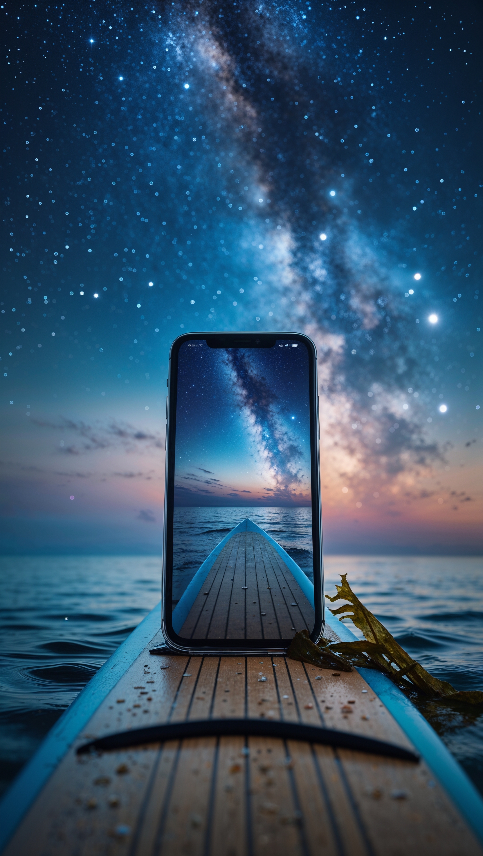 iPhone surfing wallpaper under starry night