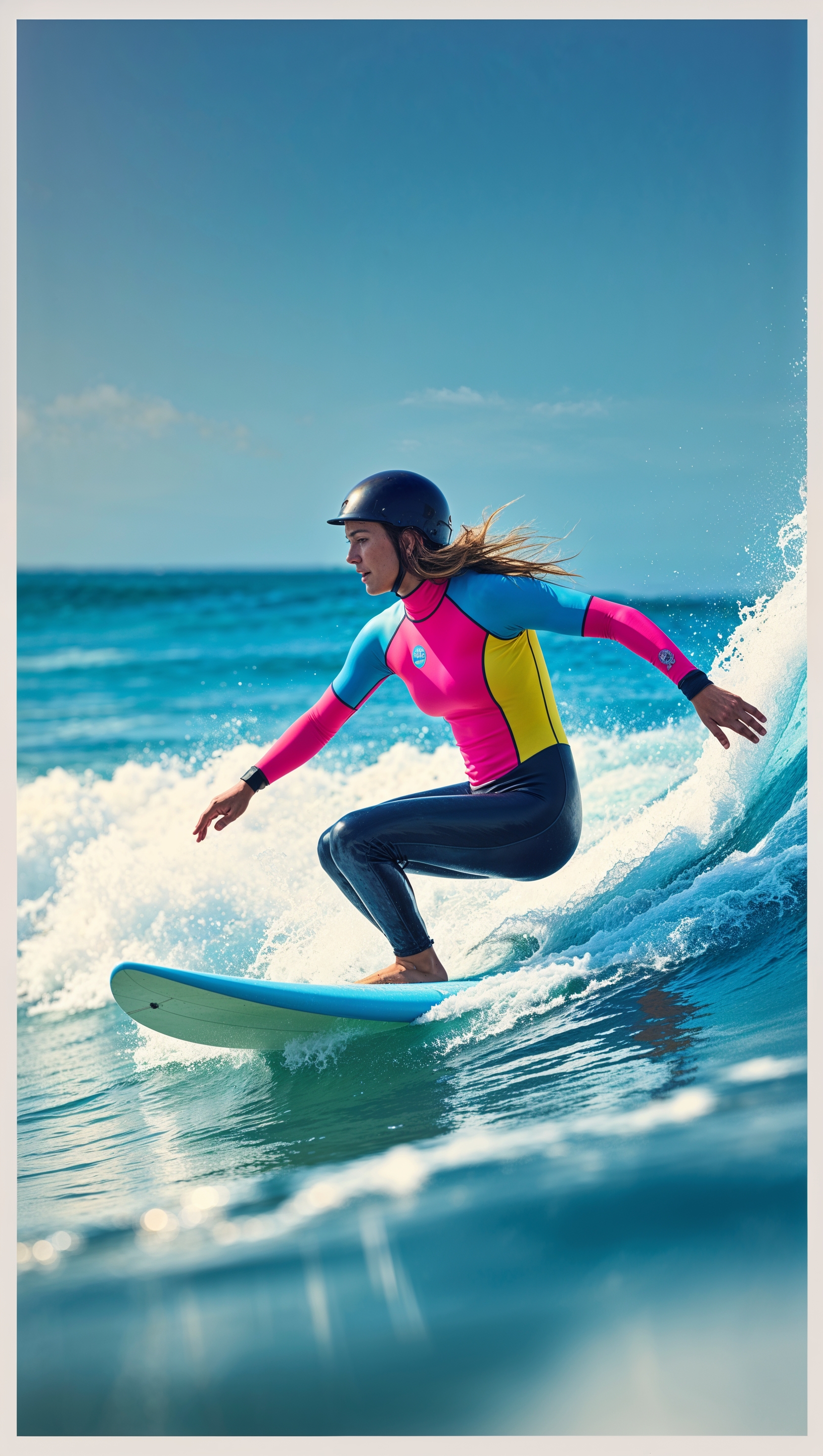 iPhone surfing wallpaper with colorful wetsuit