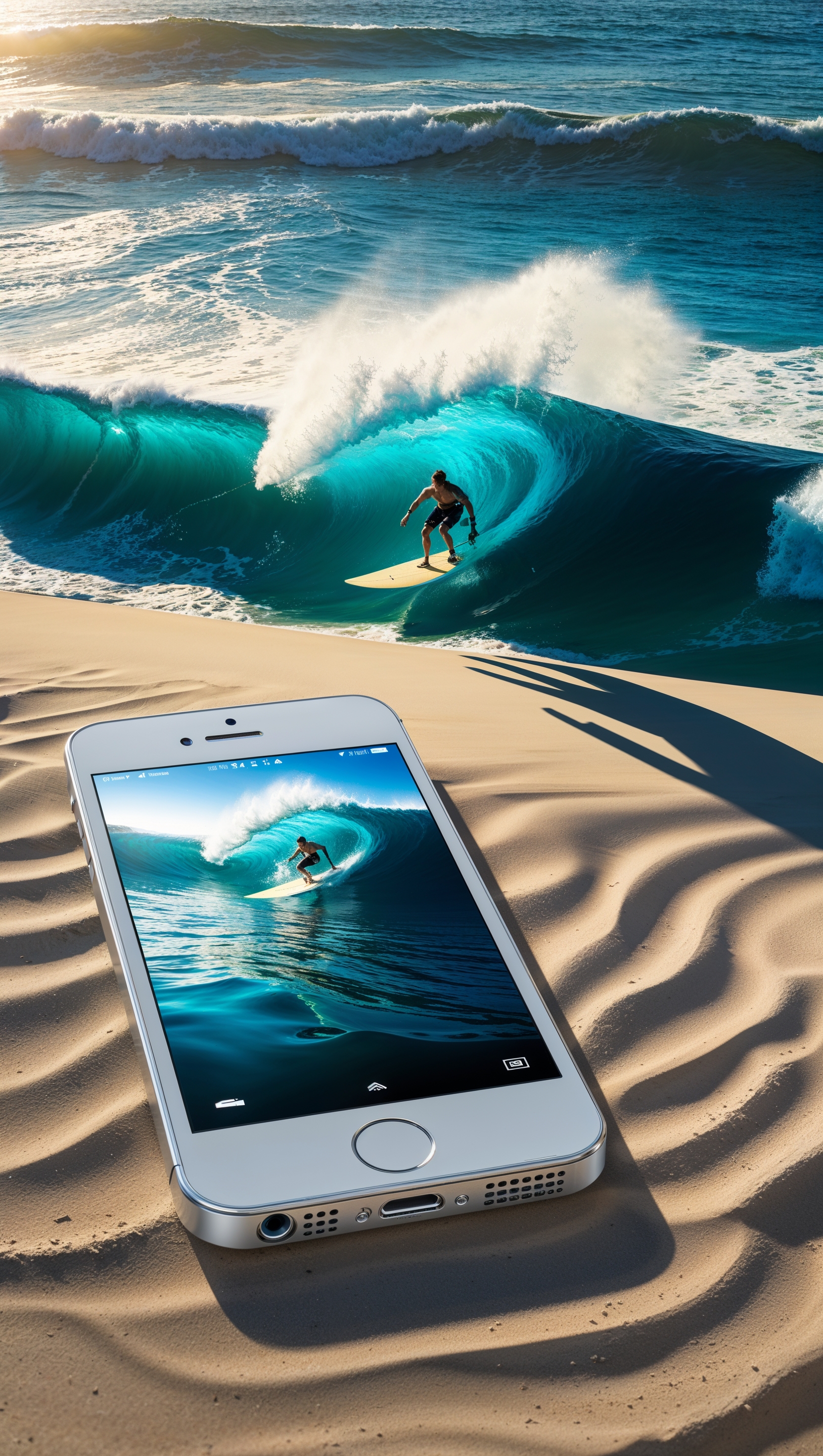 iPhone surfing wallpaper with shadows
