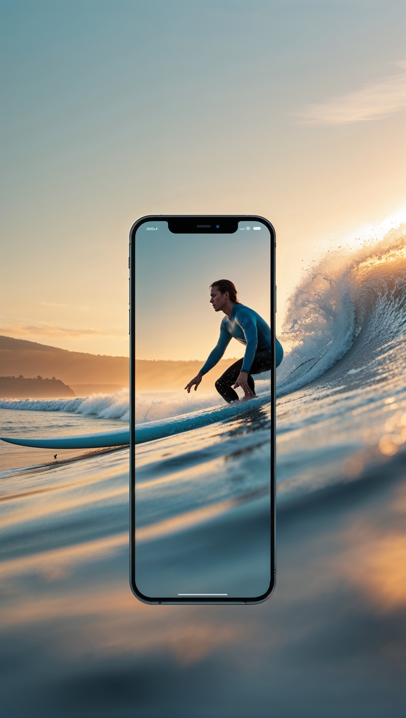 iPhone surfing wallpaper with sunrise