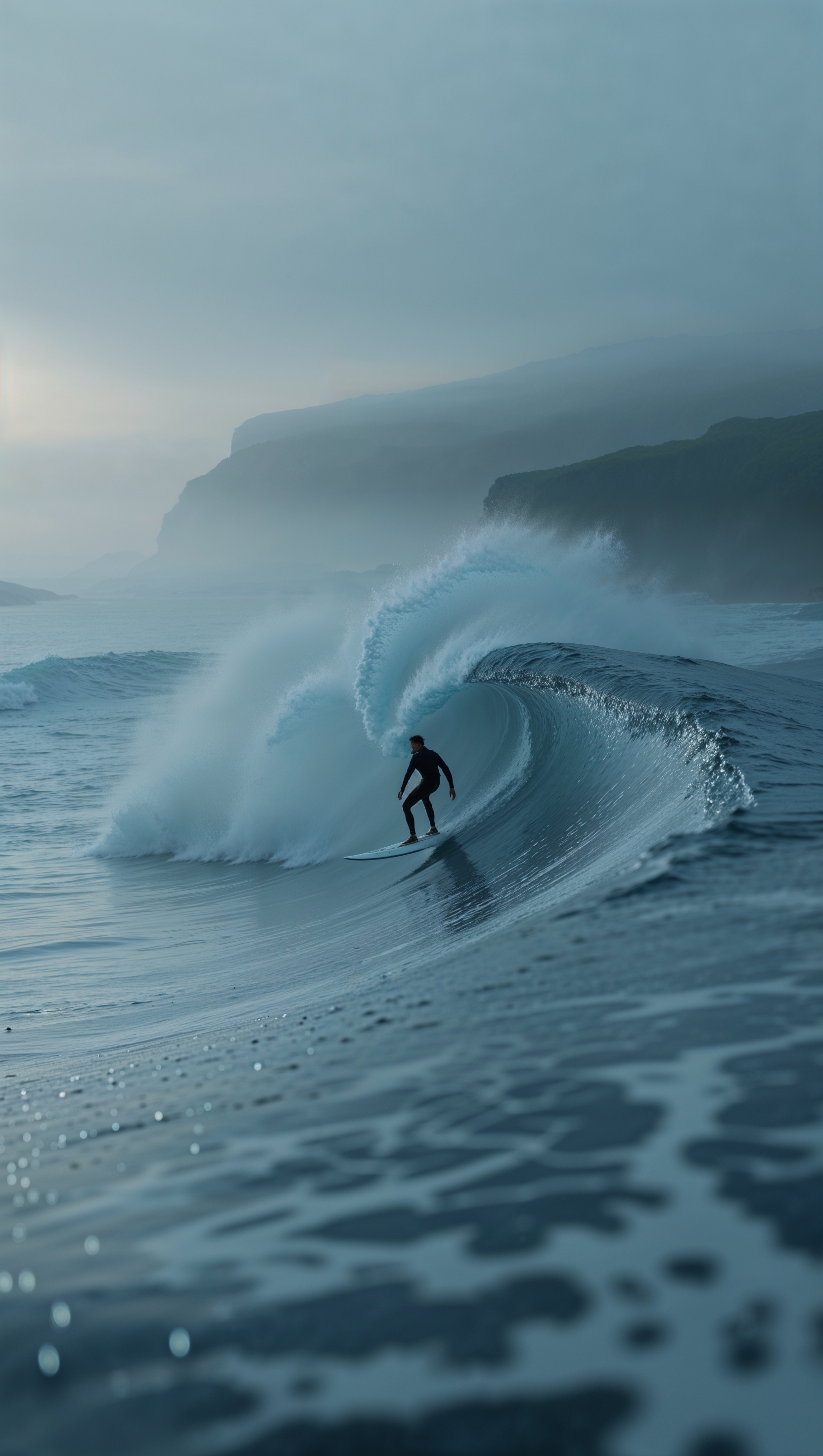 iPhone surfing wallpaper in morning fog