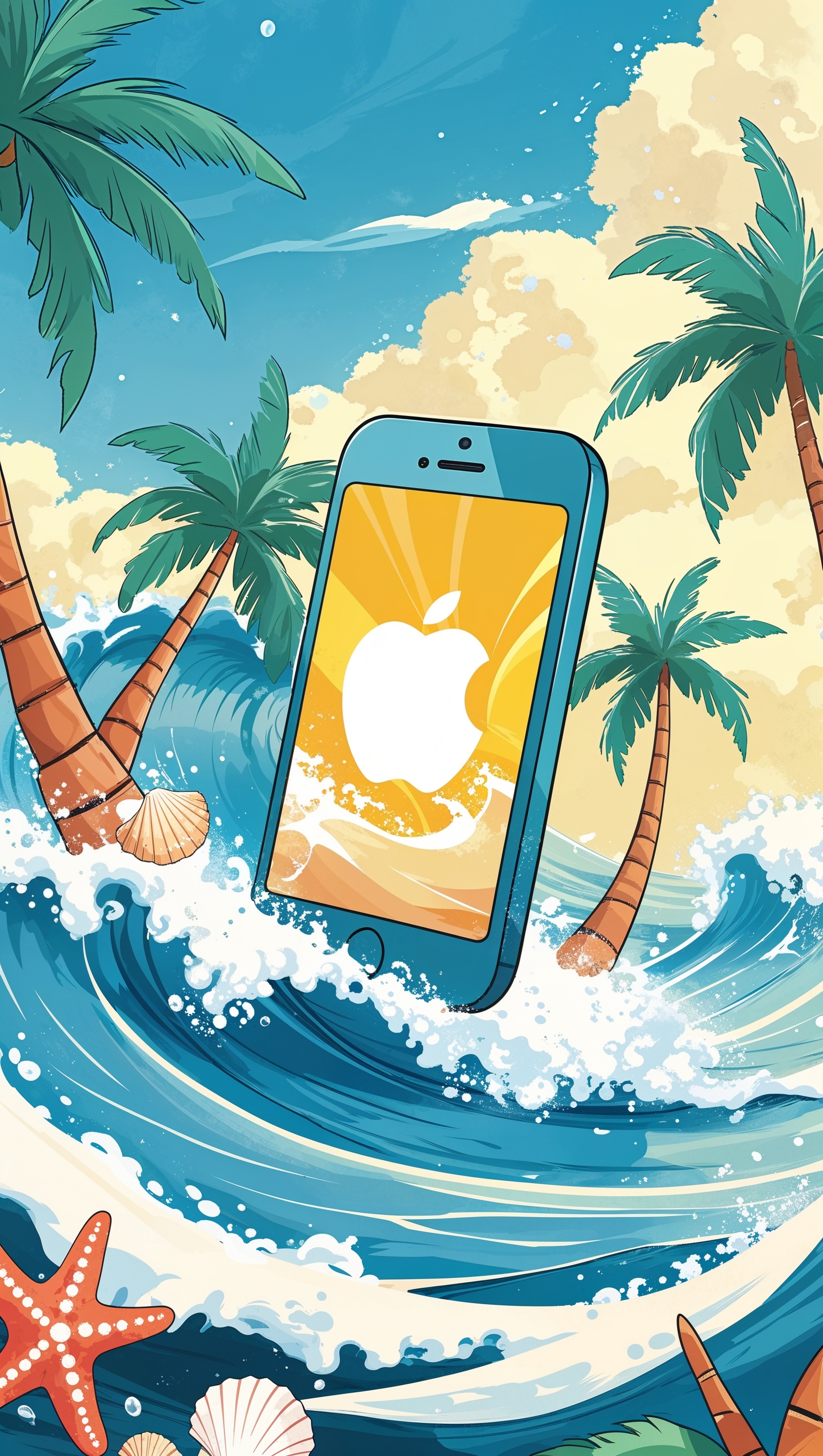 Cartoon style iPhone surfing wallpaper