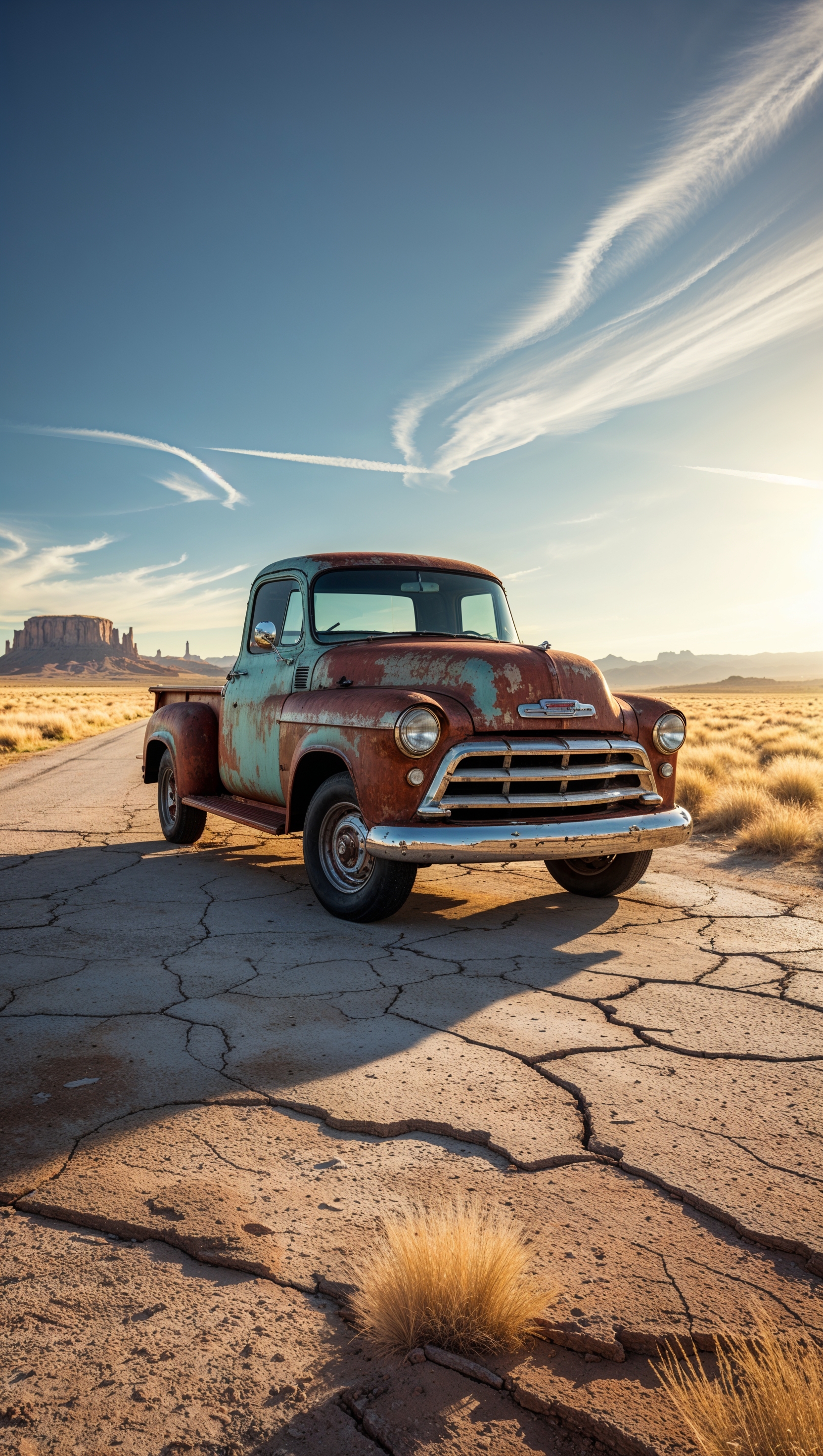 Truck on an abandoned road, western vibe