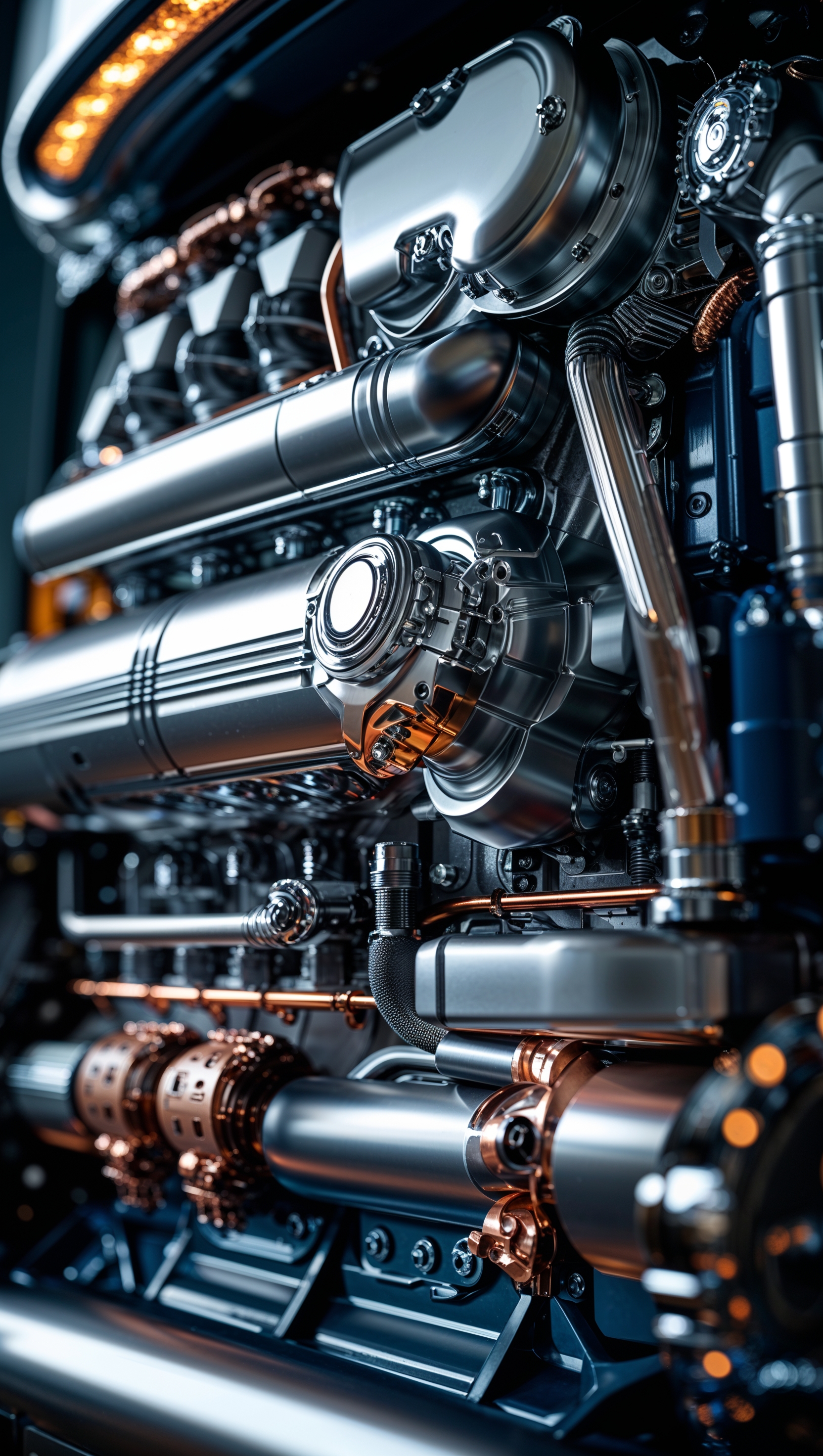 Diesel truck engine close-up, mechanical and detailed, iPhone wallpaper