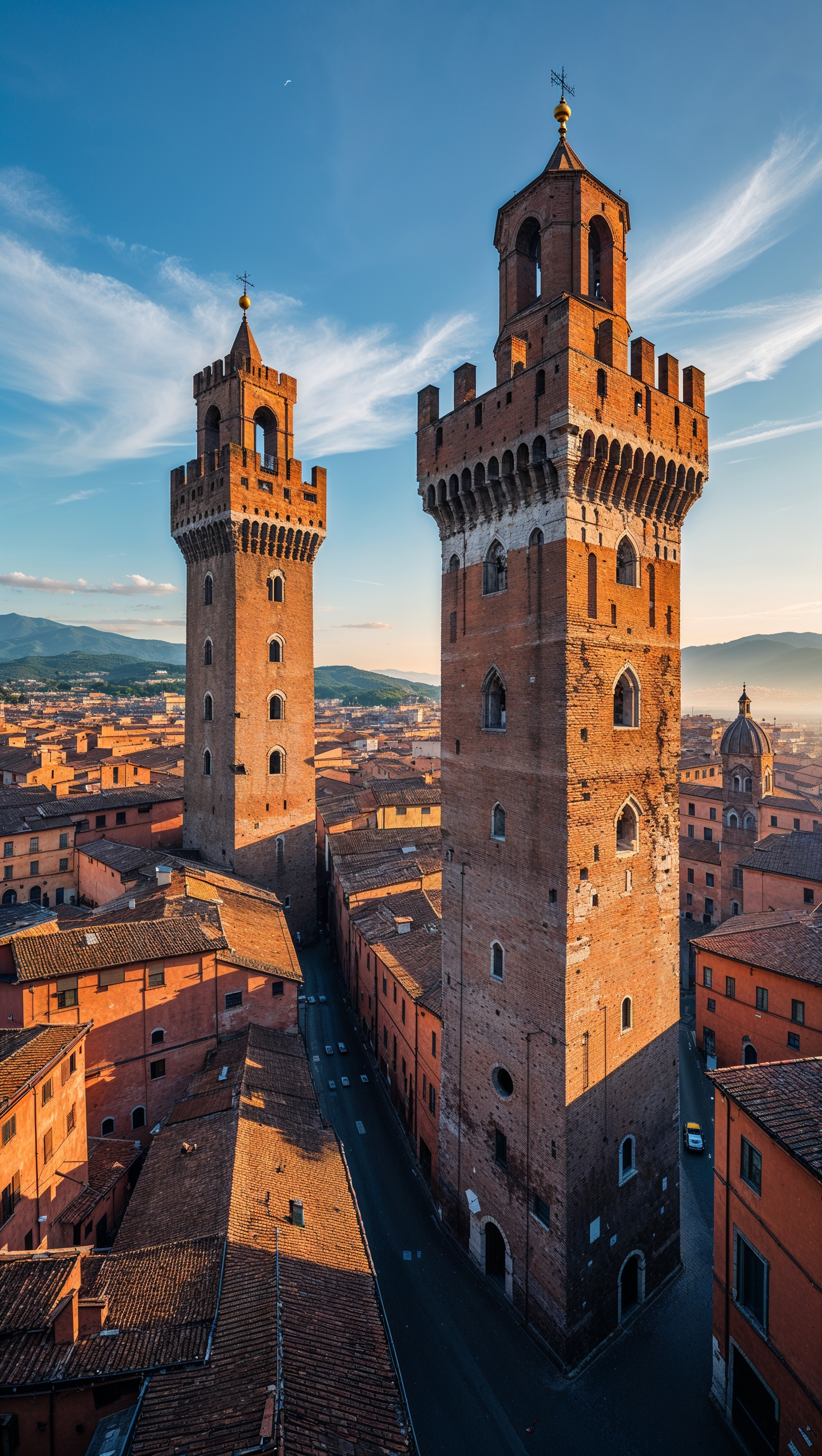Aerial view of Bologna’s historical towers
