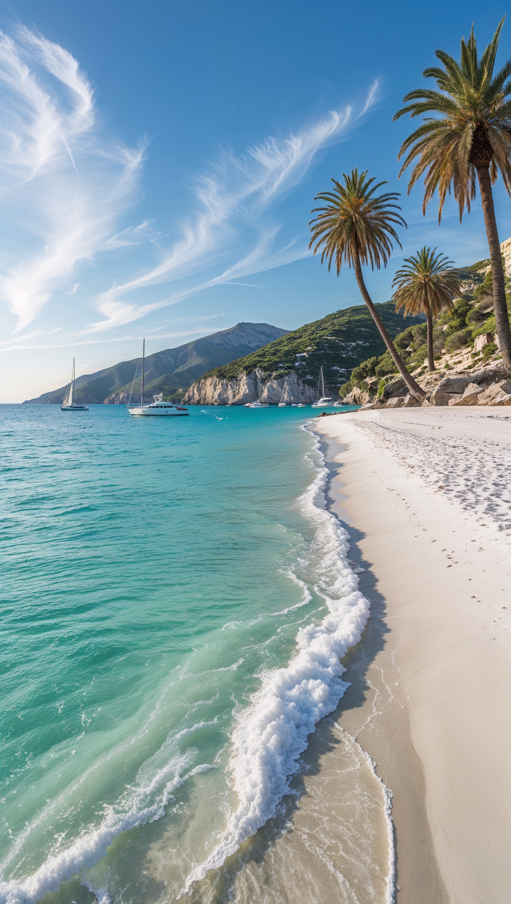 Calm beach in Sardinia with clear blue water