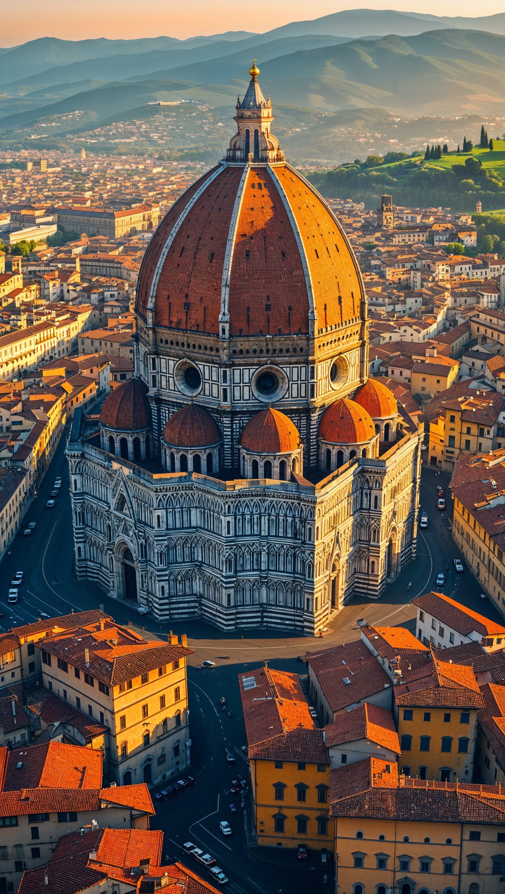 Aerial view of Florence with the famous cathedral
