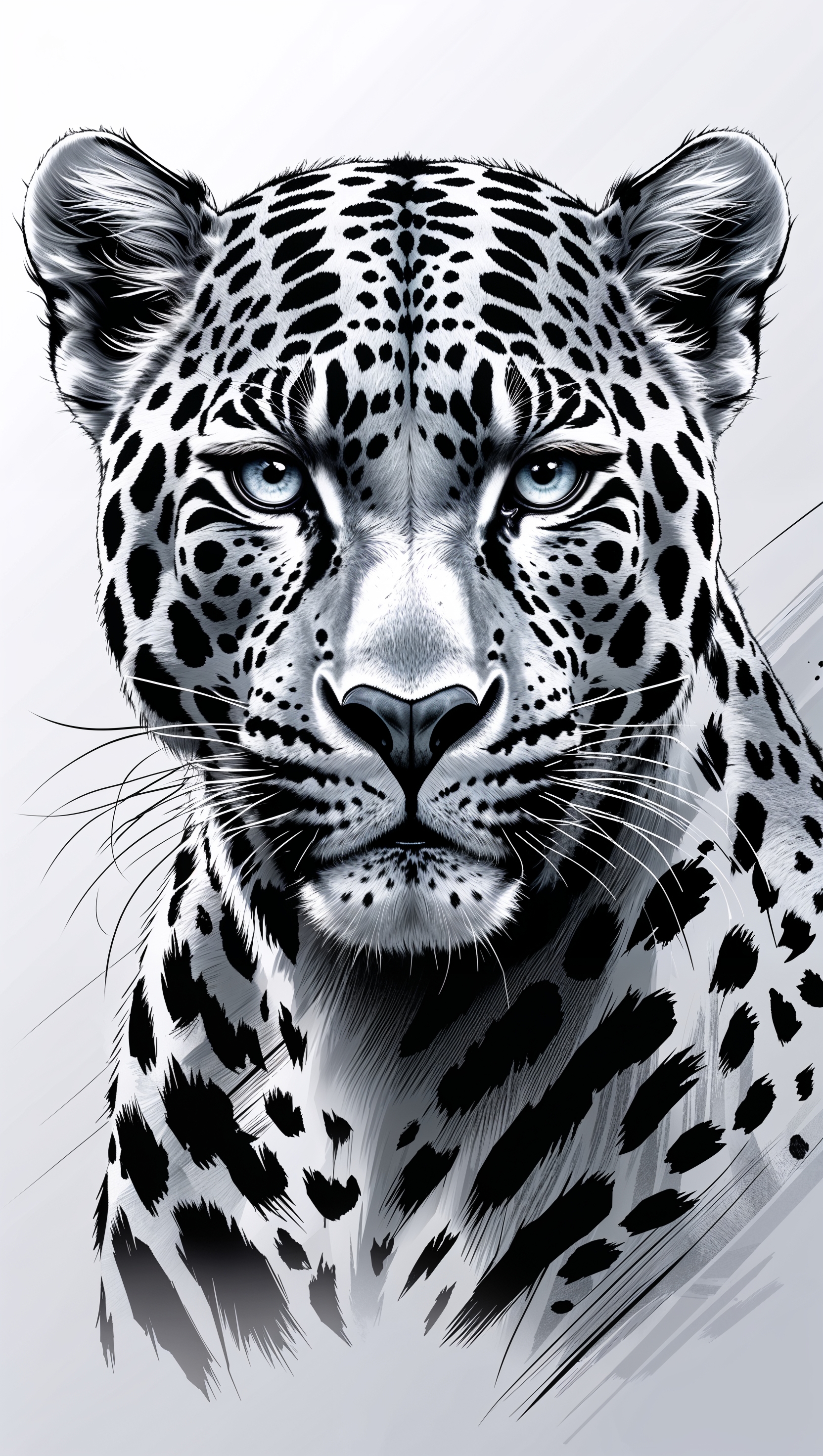 Black and white jaguar sketch for iPhone wallpaper