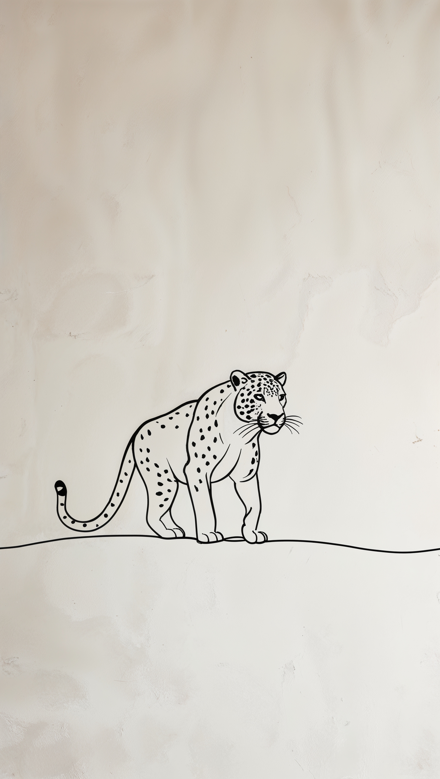 Minimalist wallpaper with a single-line jaguar drawing