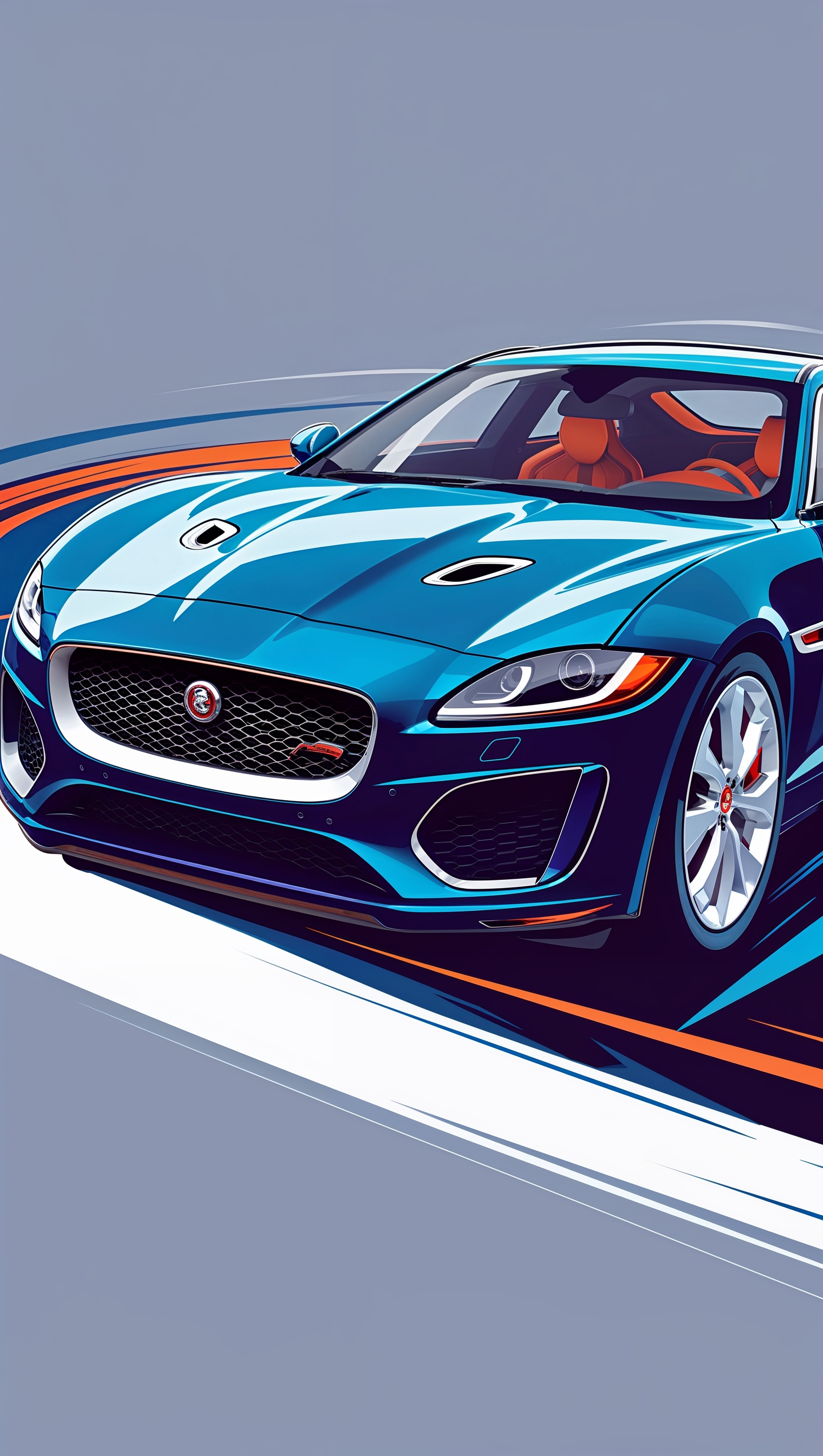 Jaguar car in cartoon or graphic design style