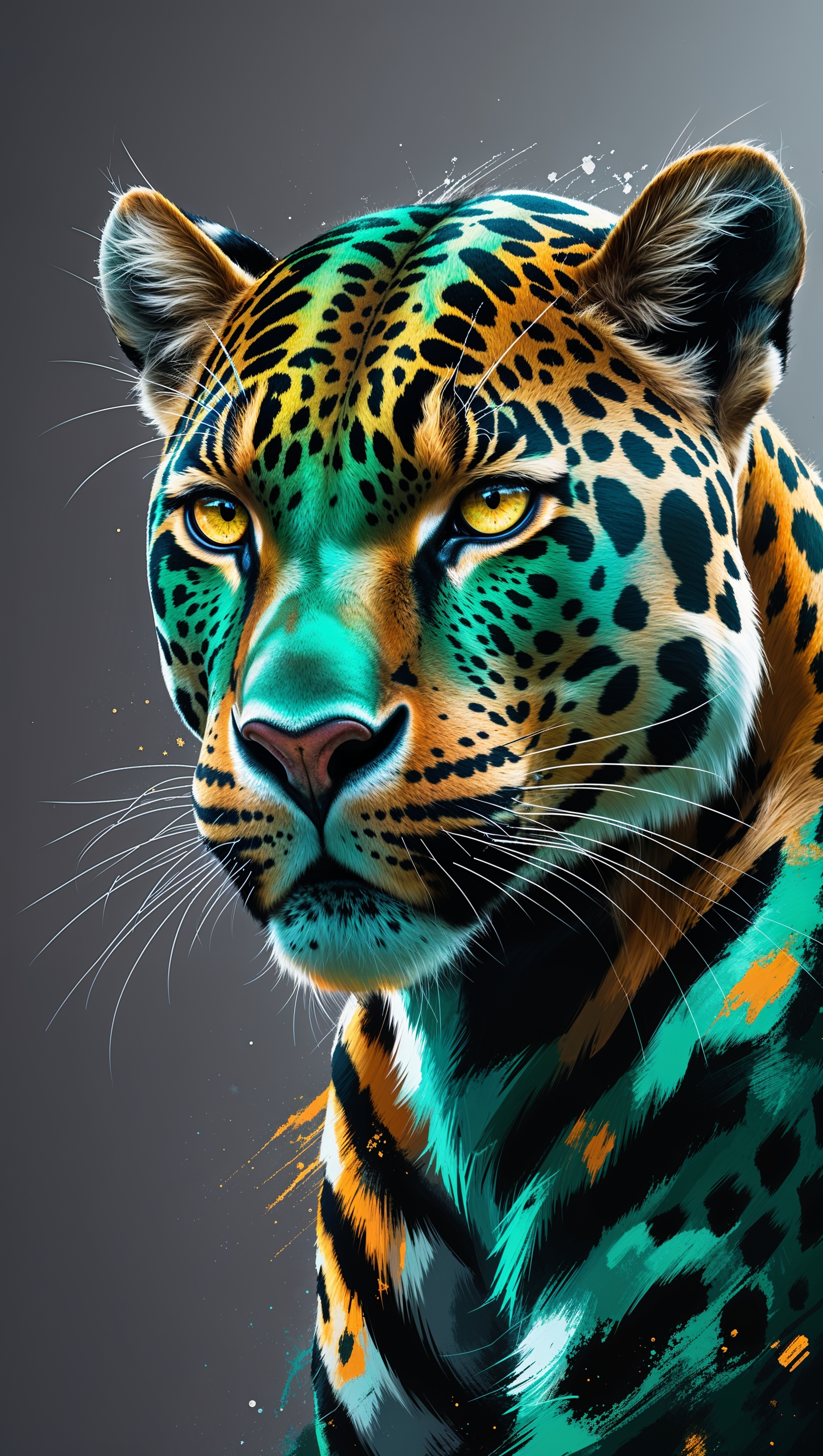 Jaguar with digital painting effect for iPhone wallpaper