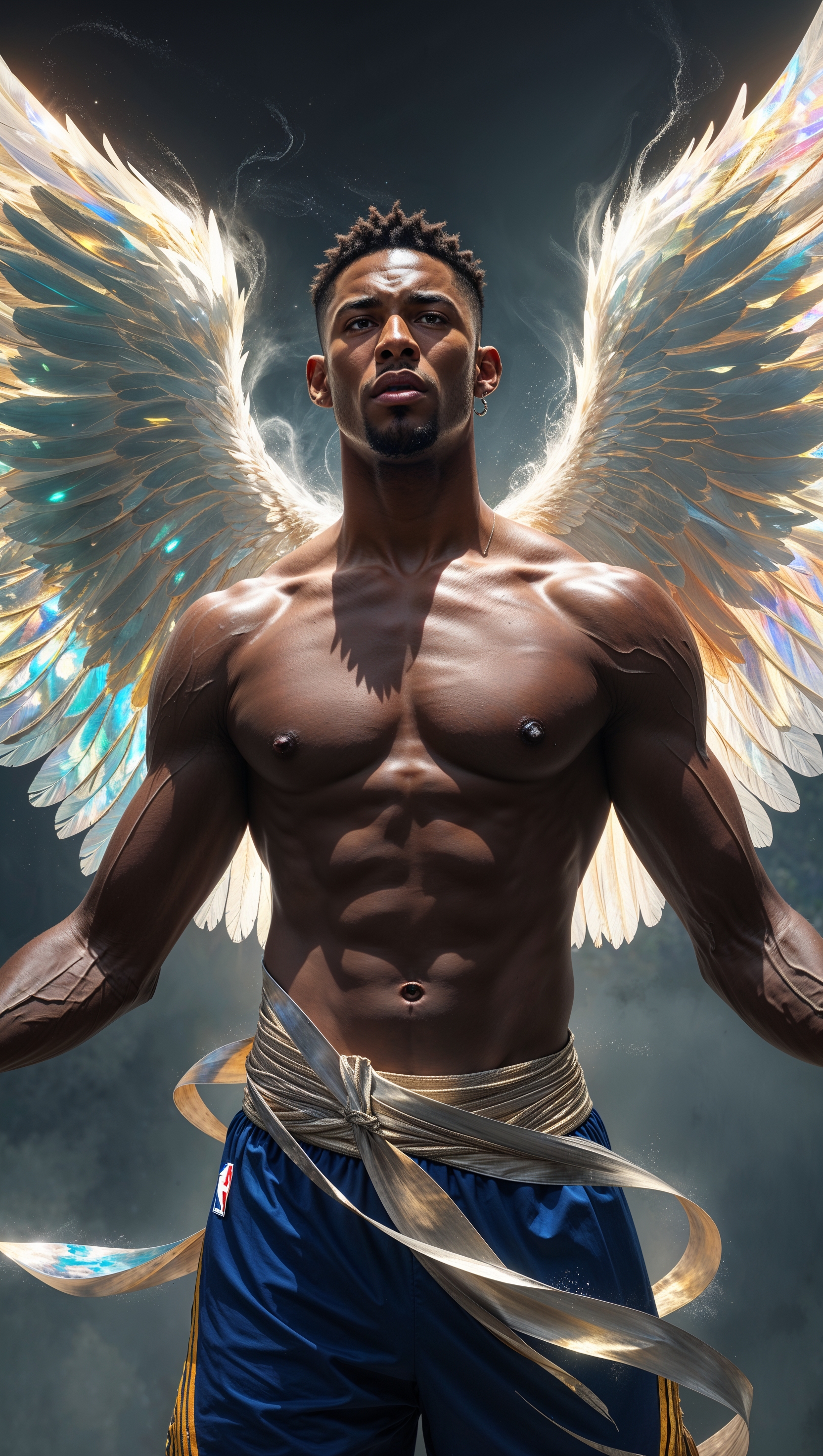 Fantasy-style Jayson Tatum with glowing wings