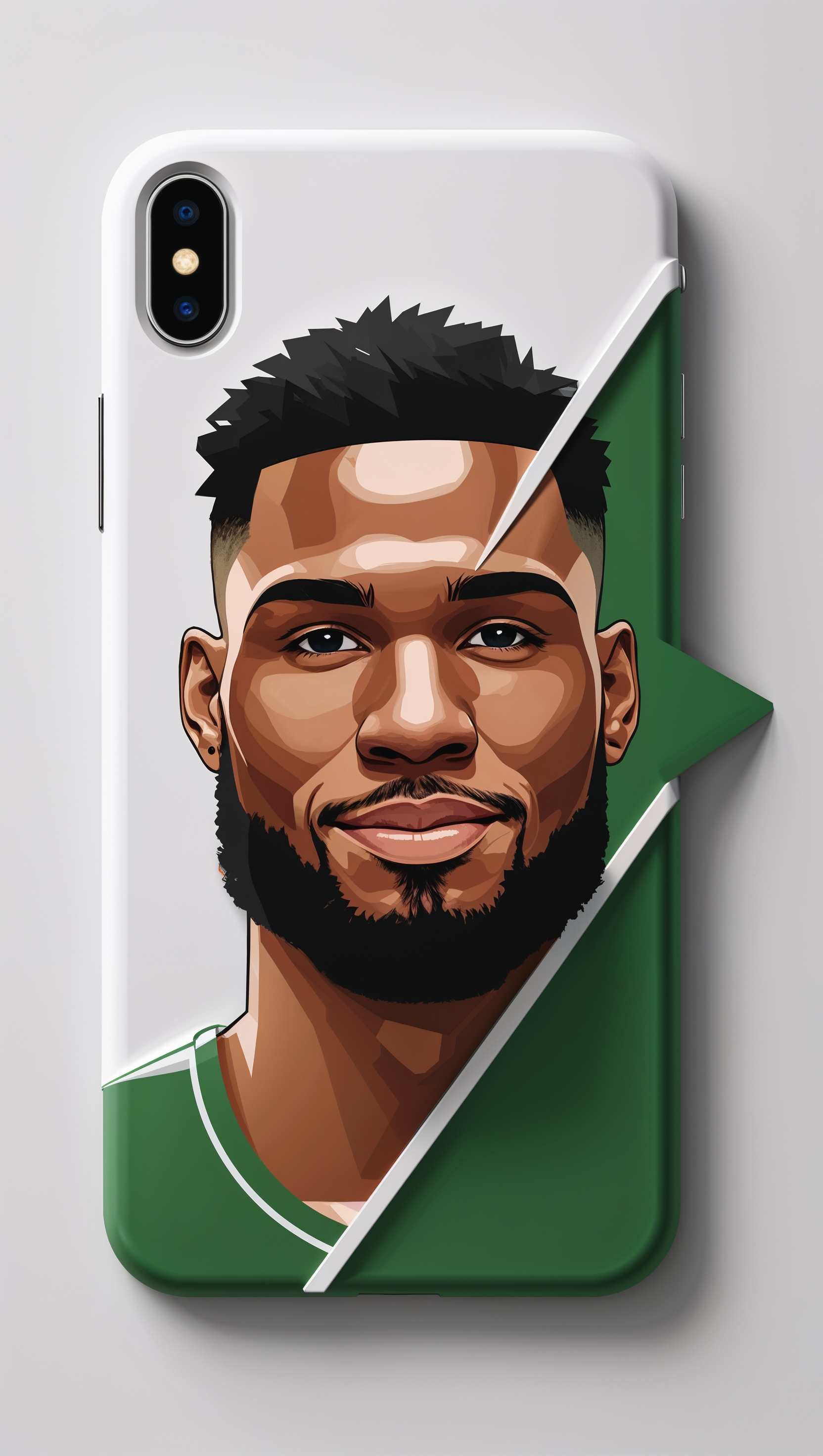 Minimalist logo design of Jayson Tatum in green and white for iPhone