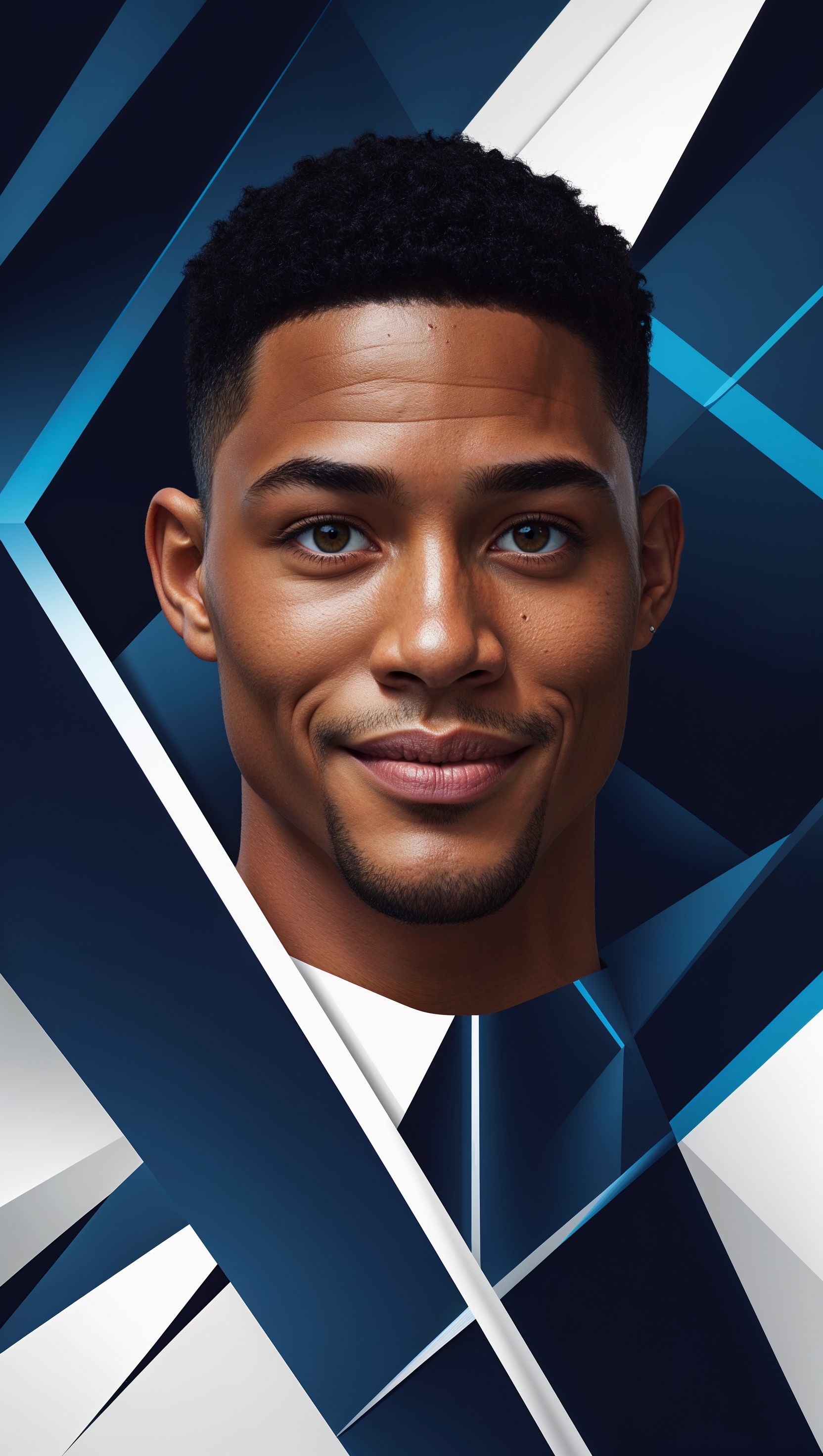 Geometric pattern with Jayson Tatum’s face as a modern iPhone wallpaper