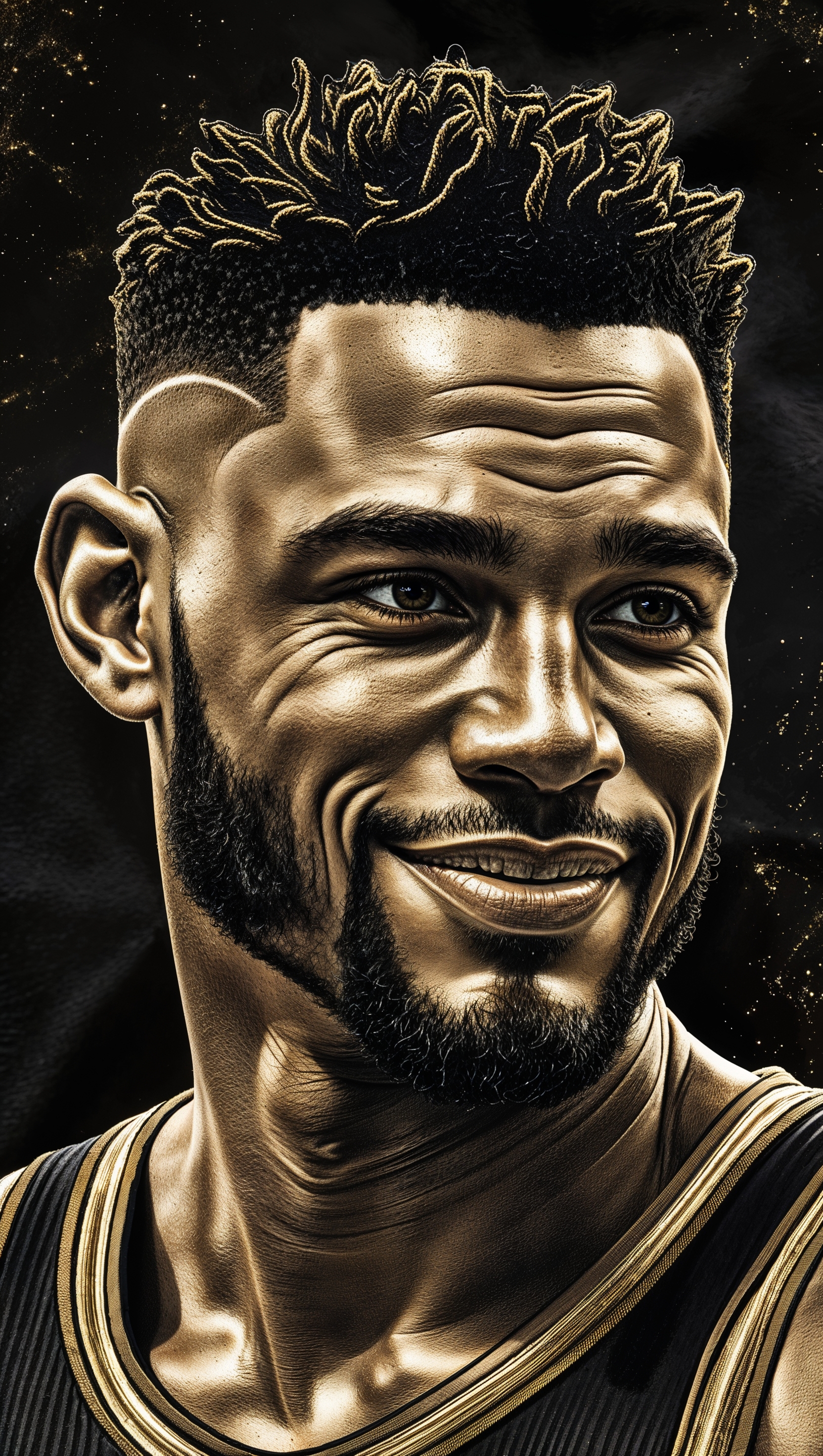 Gold outline of Jayson Tatum on a matte black background – luxurious