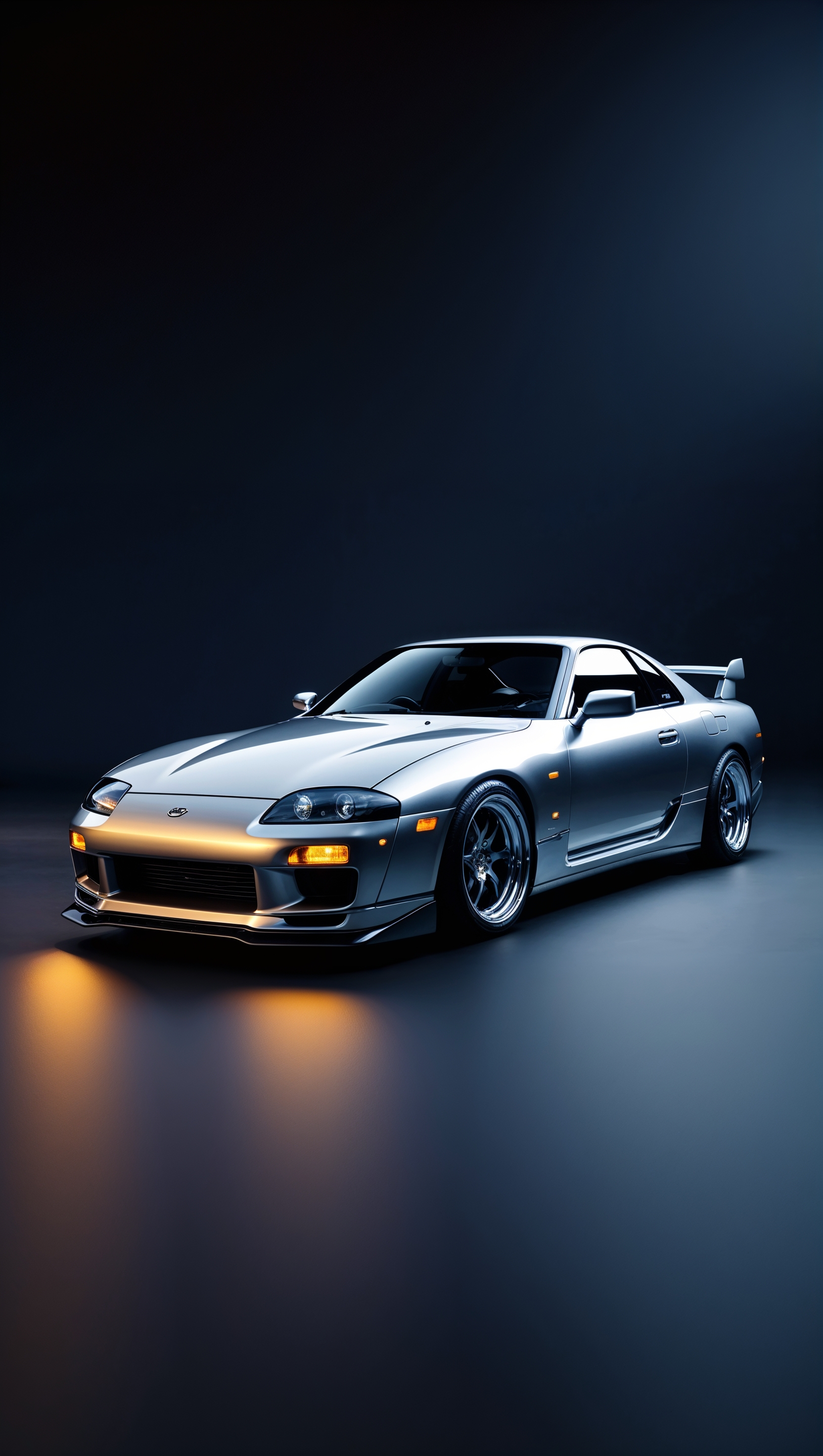 Minimalist image of a JDM car on dark background