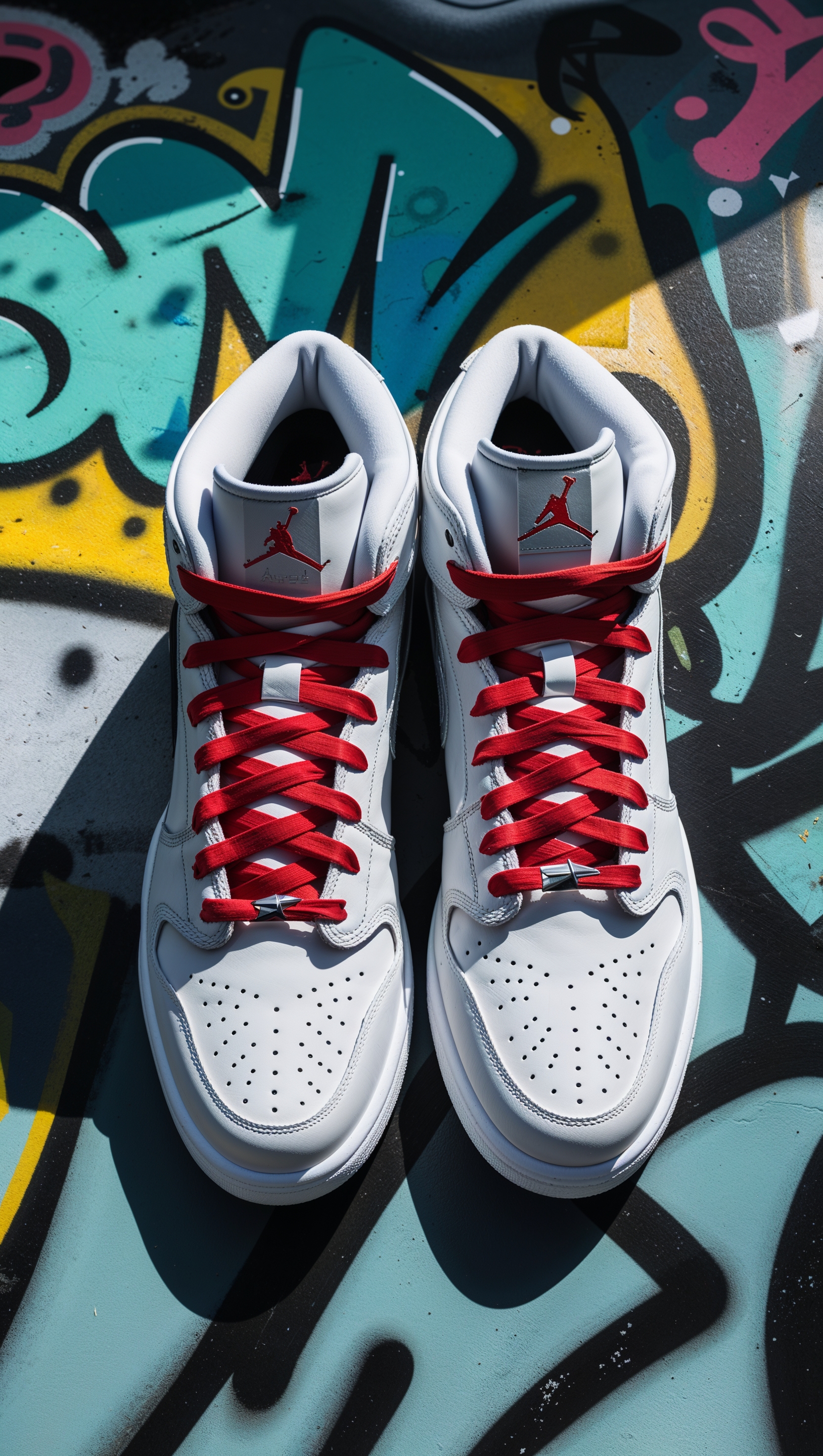 Jordan shoes with an urban graffiti background
