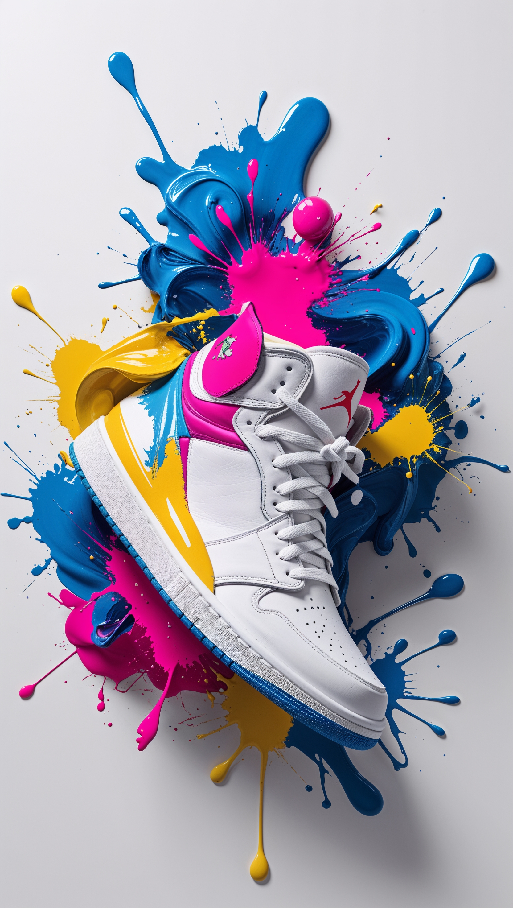 Artistic splash paint effect on Jordan shoes