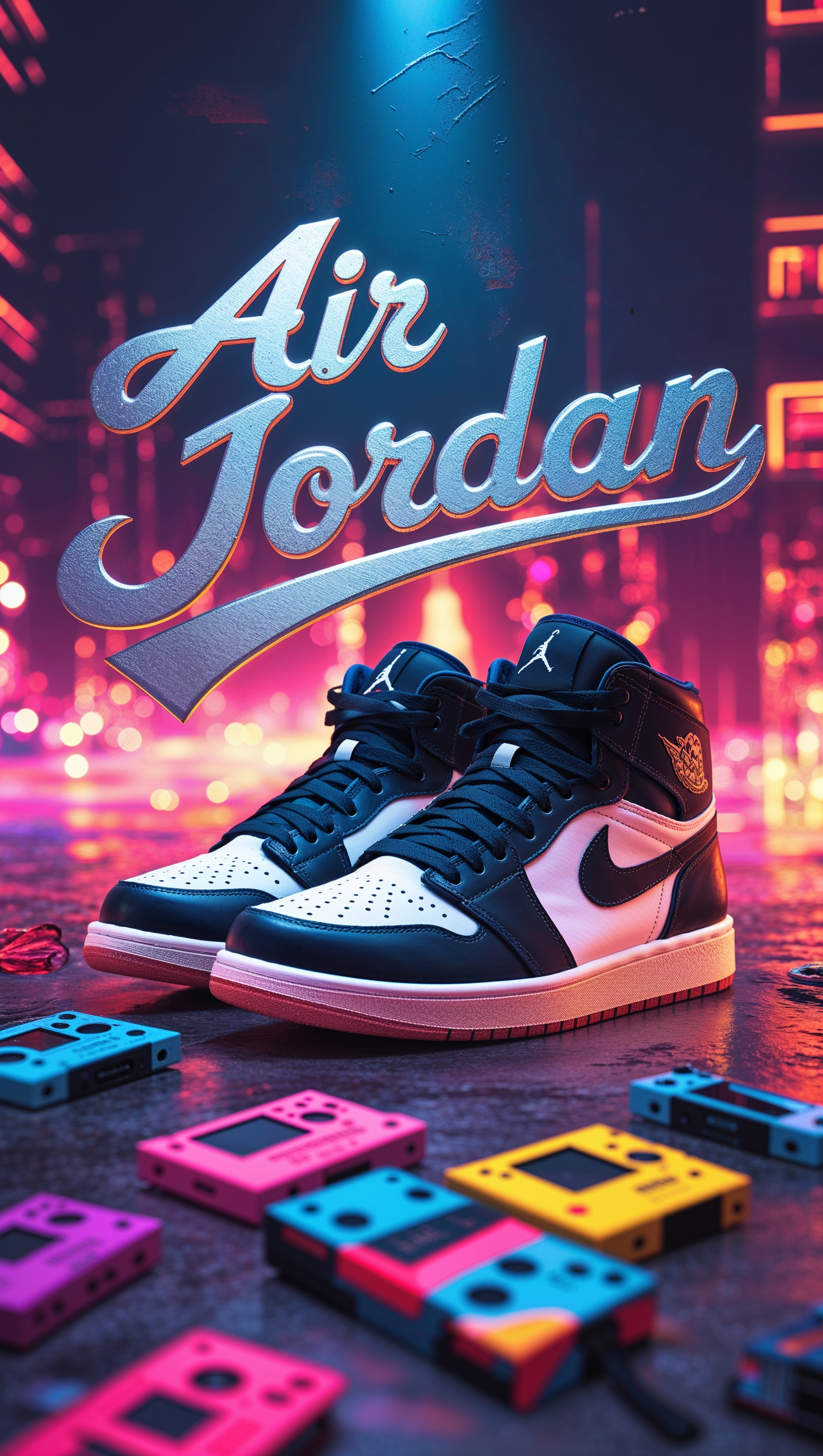 Retro 80s style Jordan shoes wallpaper