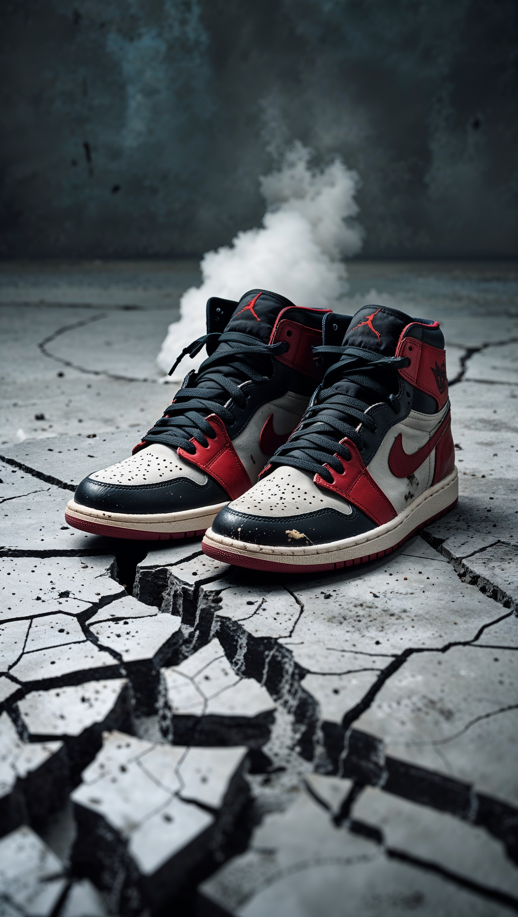 Jordan shoes cracking the ground beneath