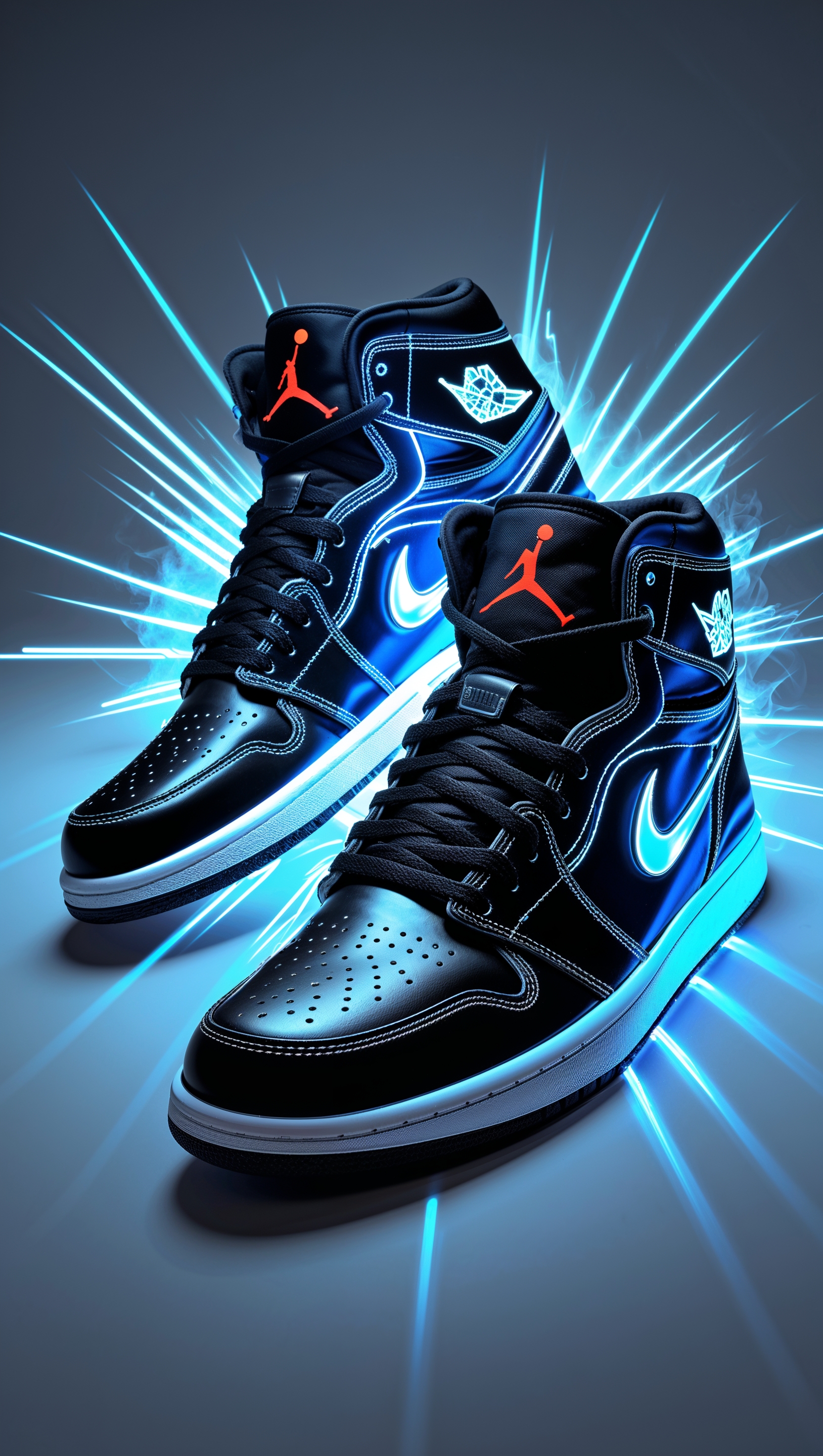 Jordan shoes bursting with energy and glowing lines