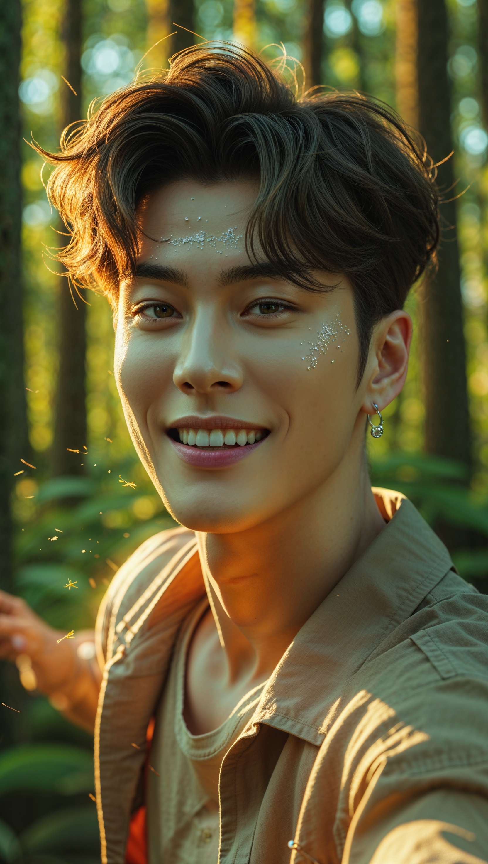 Design an iPhone wallpaper with Jungkook running in nature