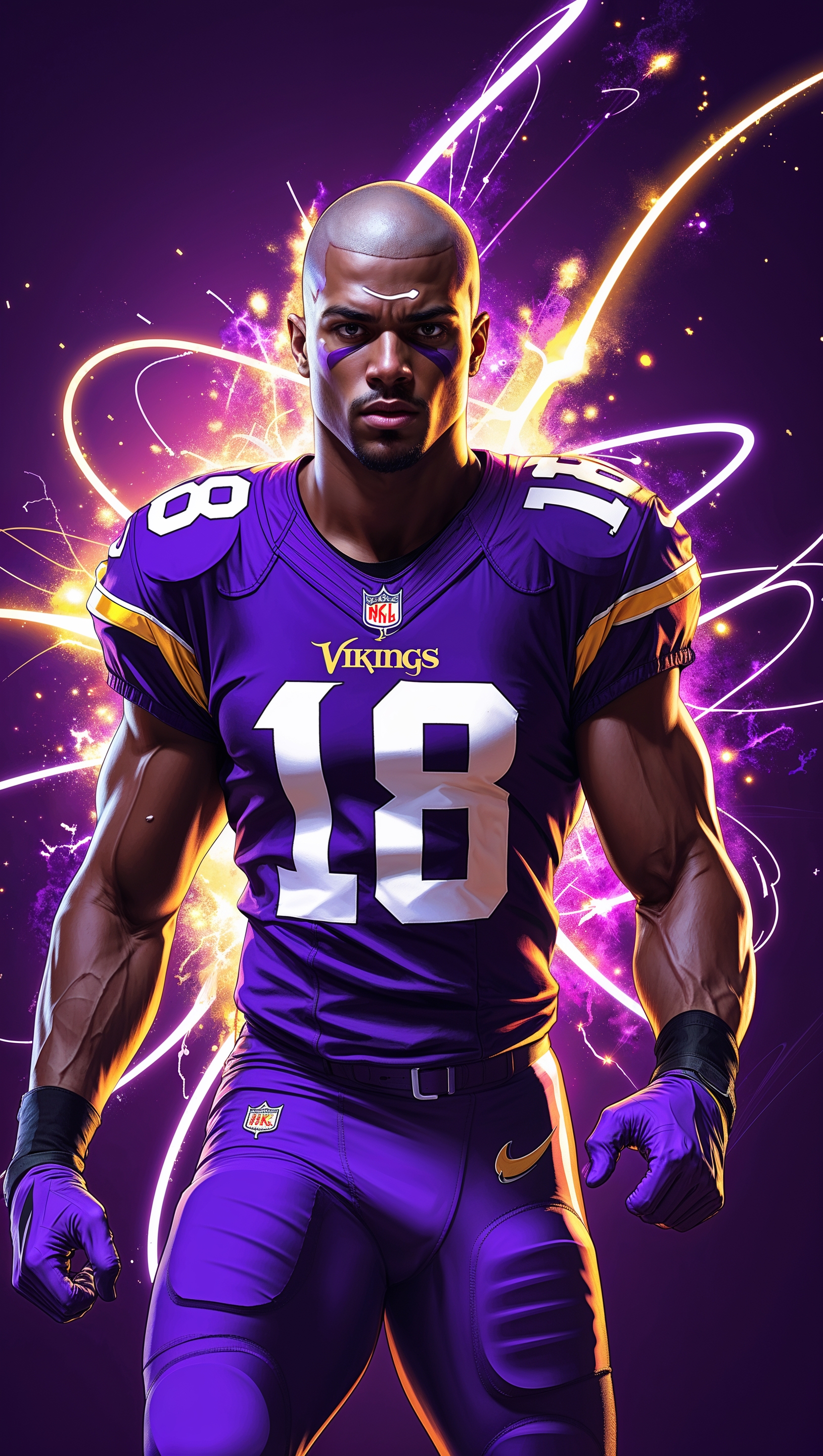 Justin Jefferson wallpaper with electric energy and team colors
