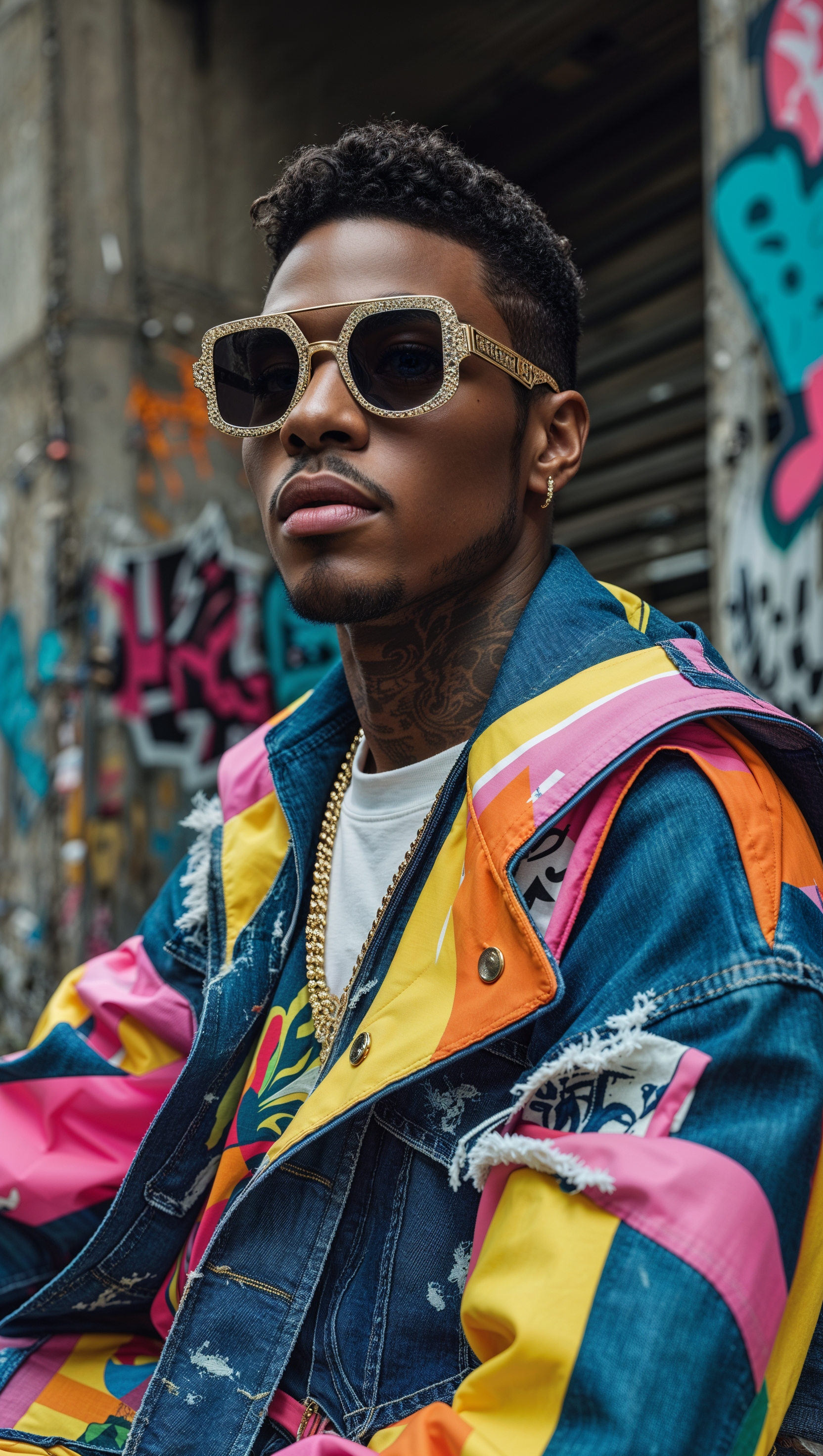Justin Jefferson with sunglasses and streetwear in urban style