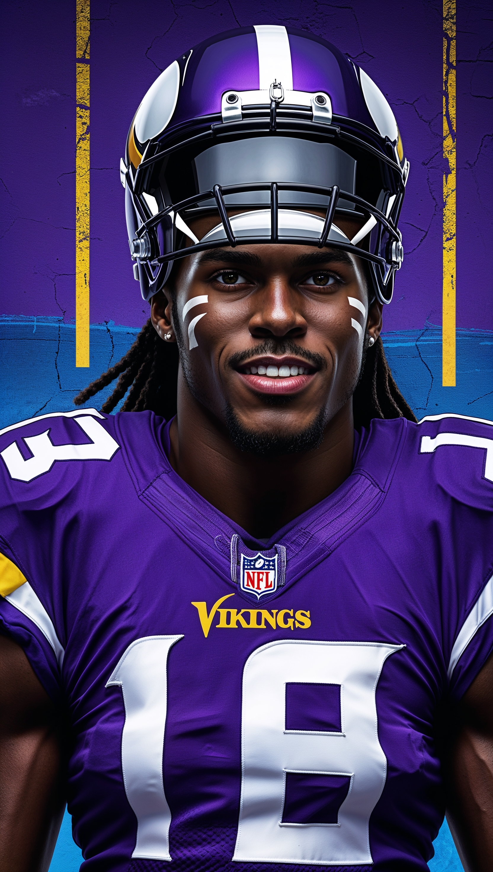 Justin Jefferson on football promotional poster with bold font