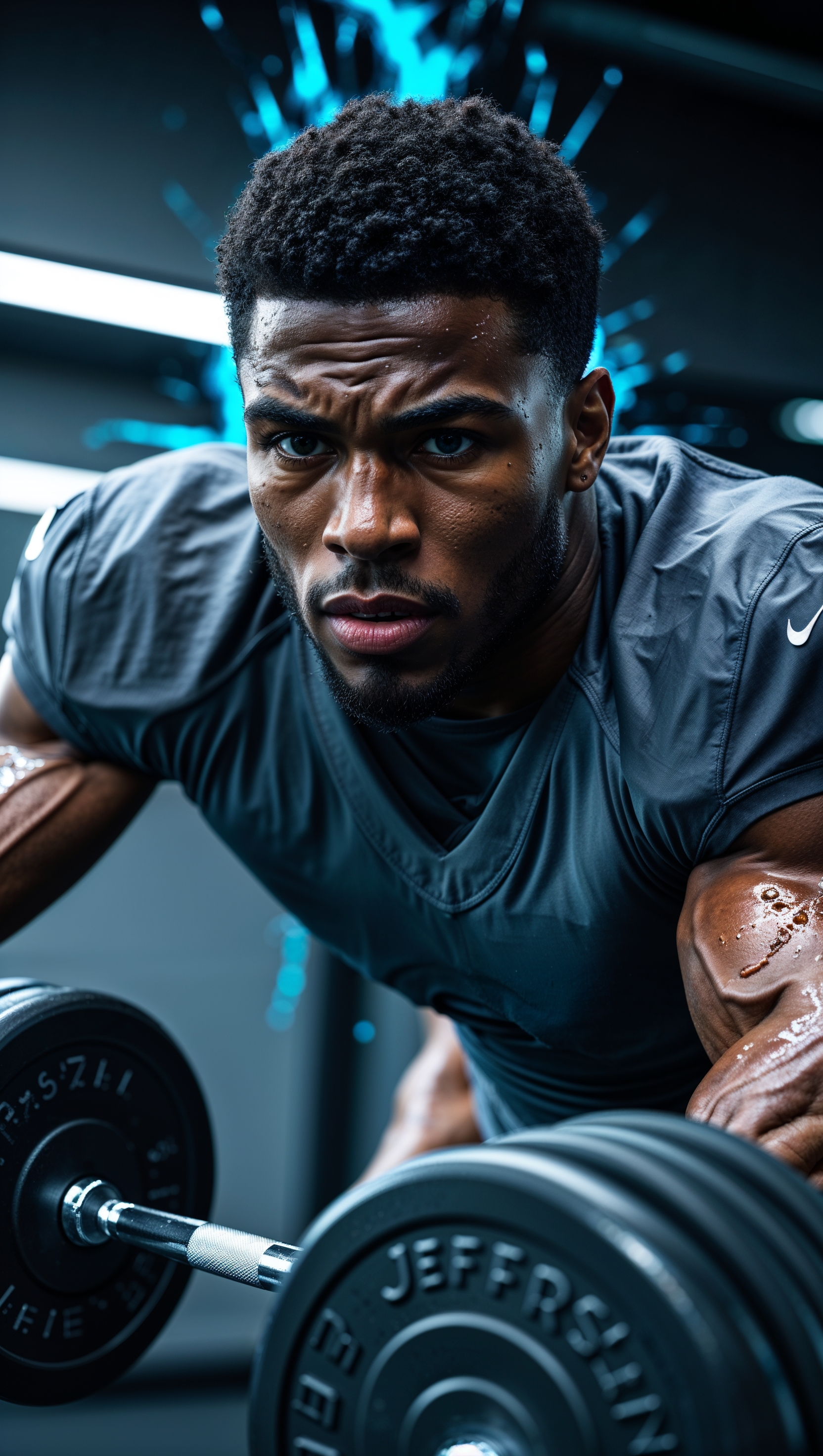 Justin Jefferson training in the gym with HDR effect