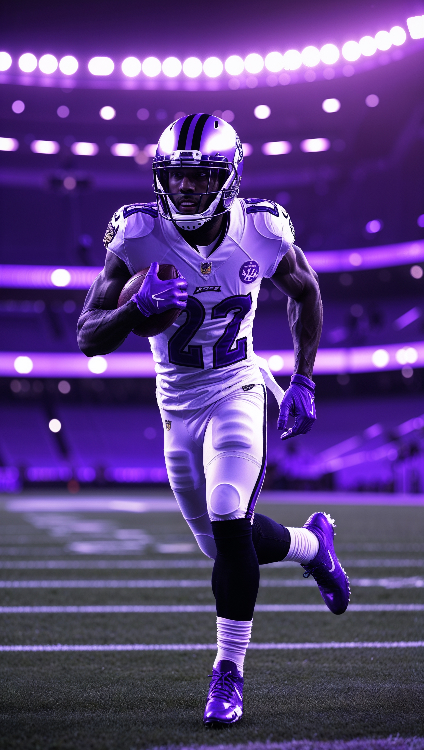 Justin Jefferson during night game with purple filter