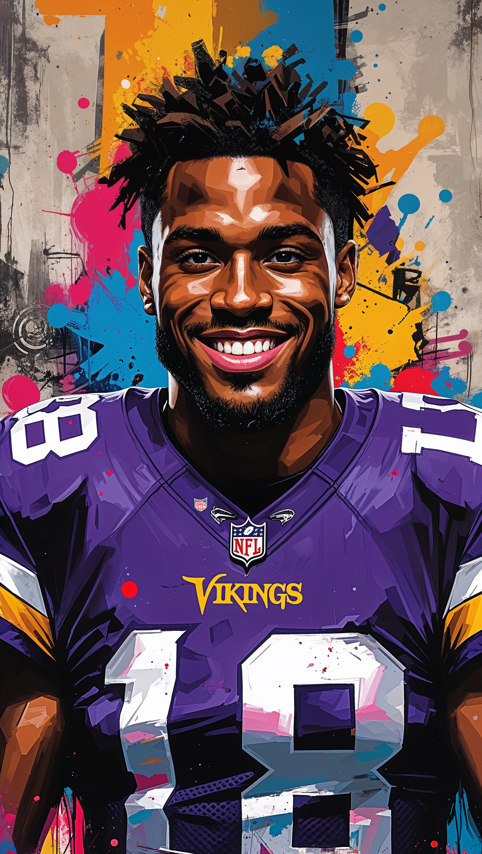 Digital art of Justin Jefferson in graffiti style