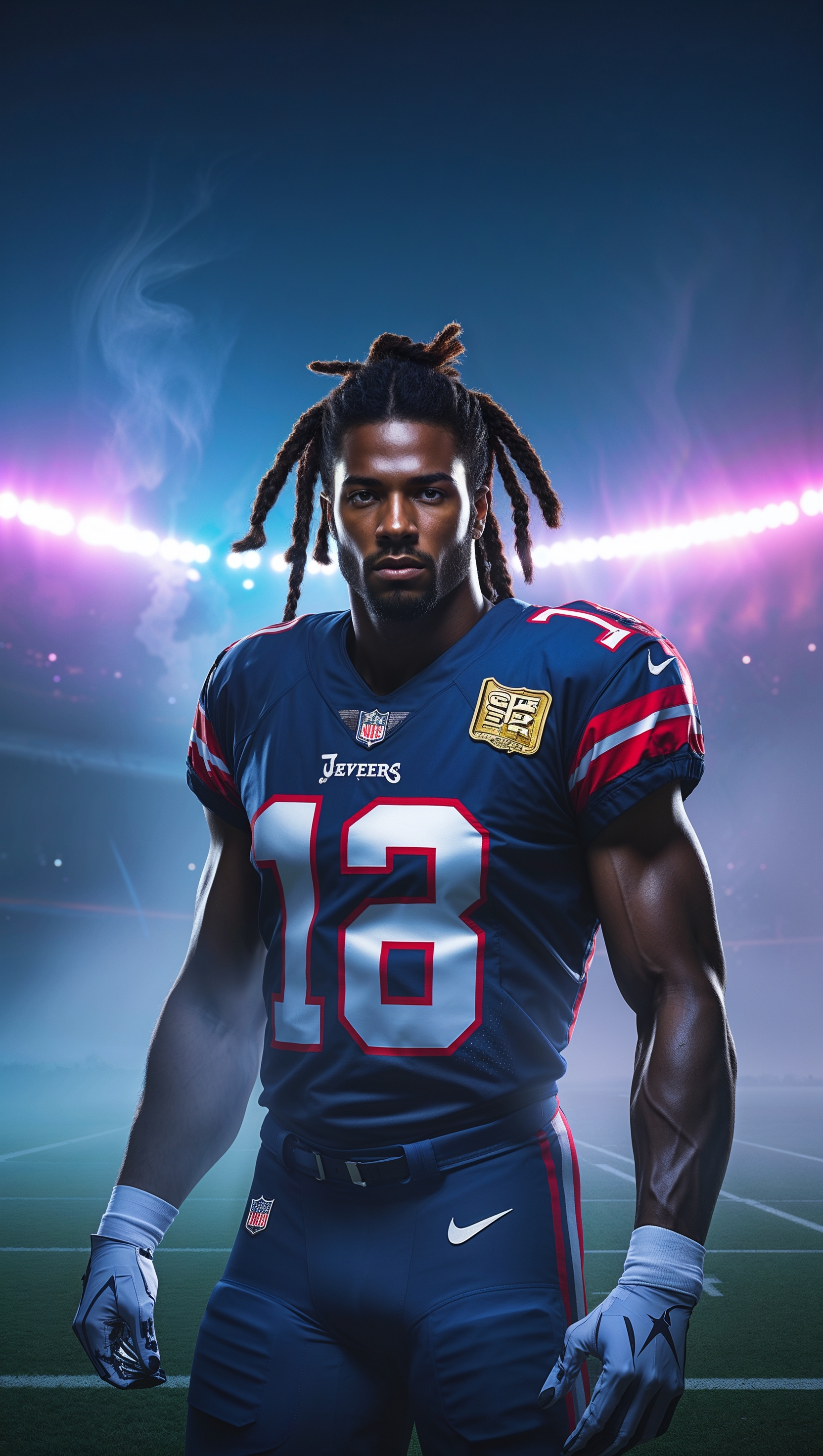 Justin Jefferson with fog effect and stadium lights