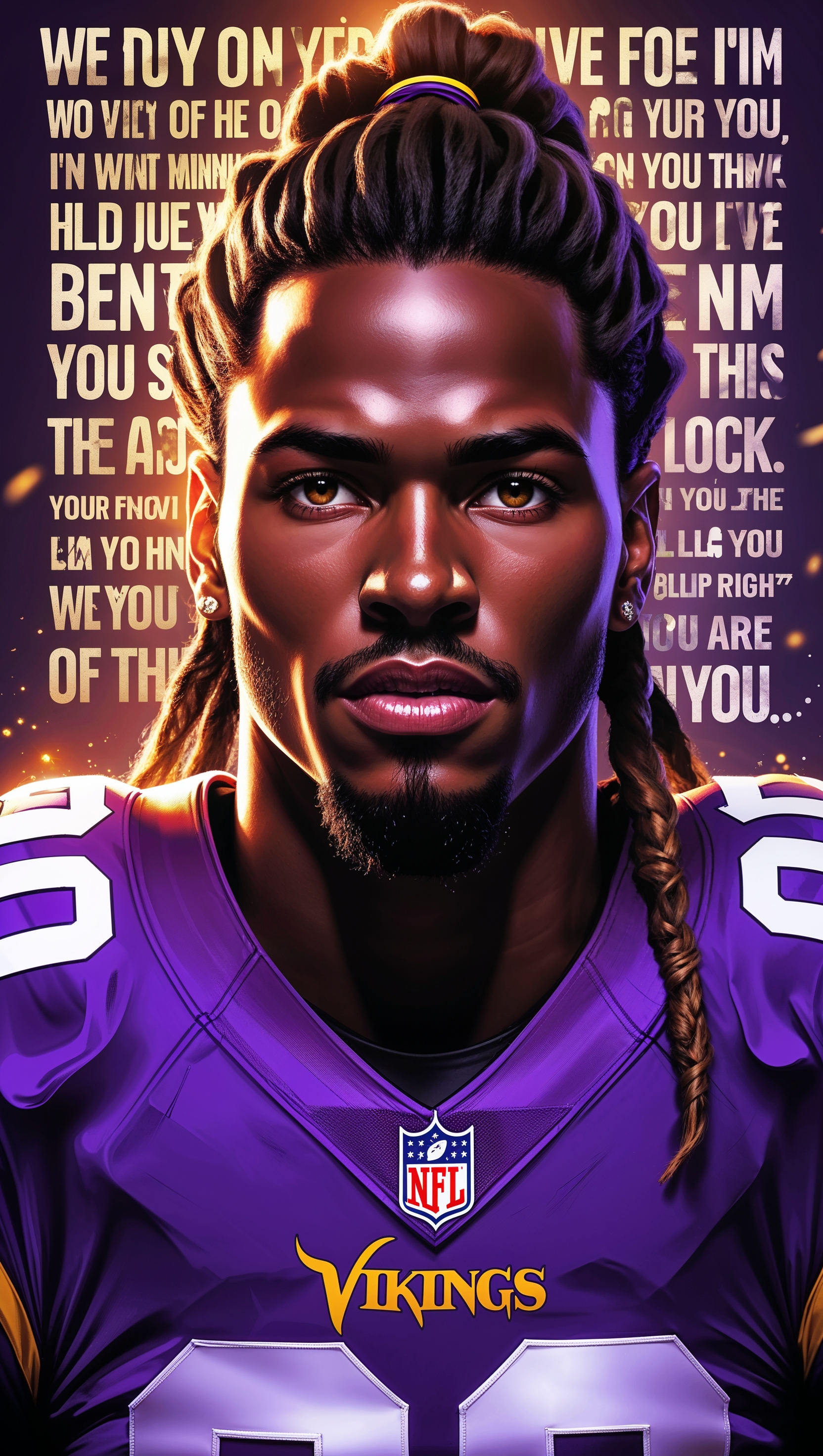 Inspirational image of Justin Jefferson with a motivational quote background