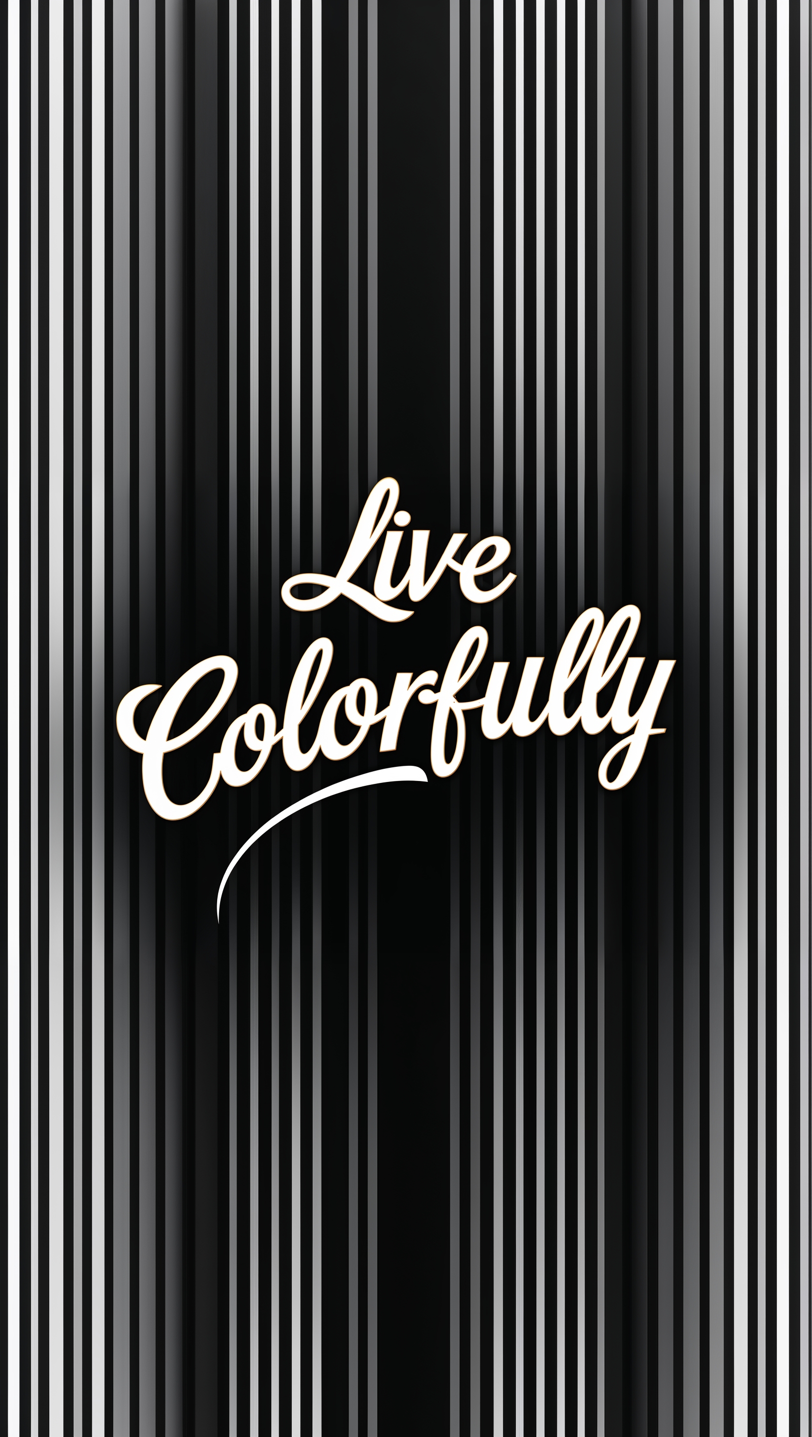 iPhone background with black and white stripes and the quote "Live Colorfully