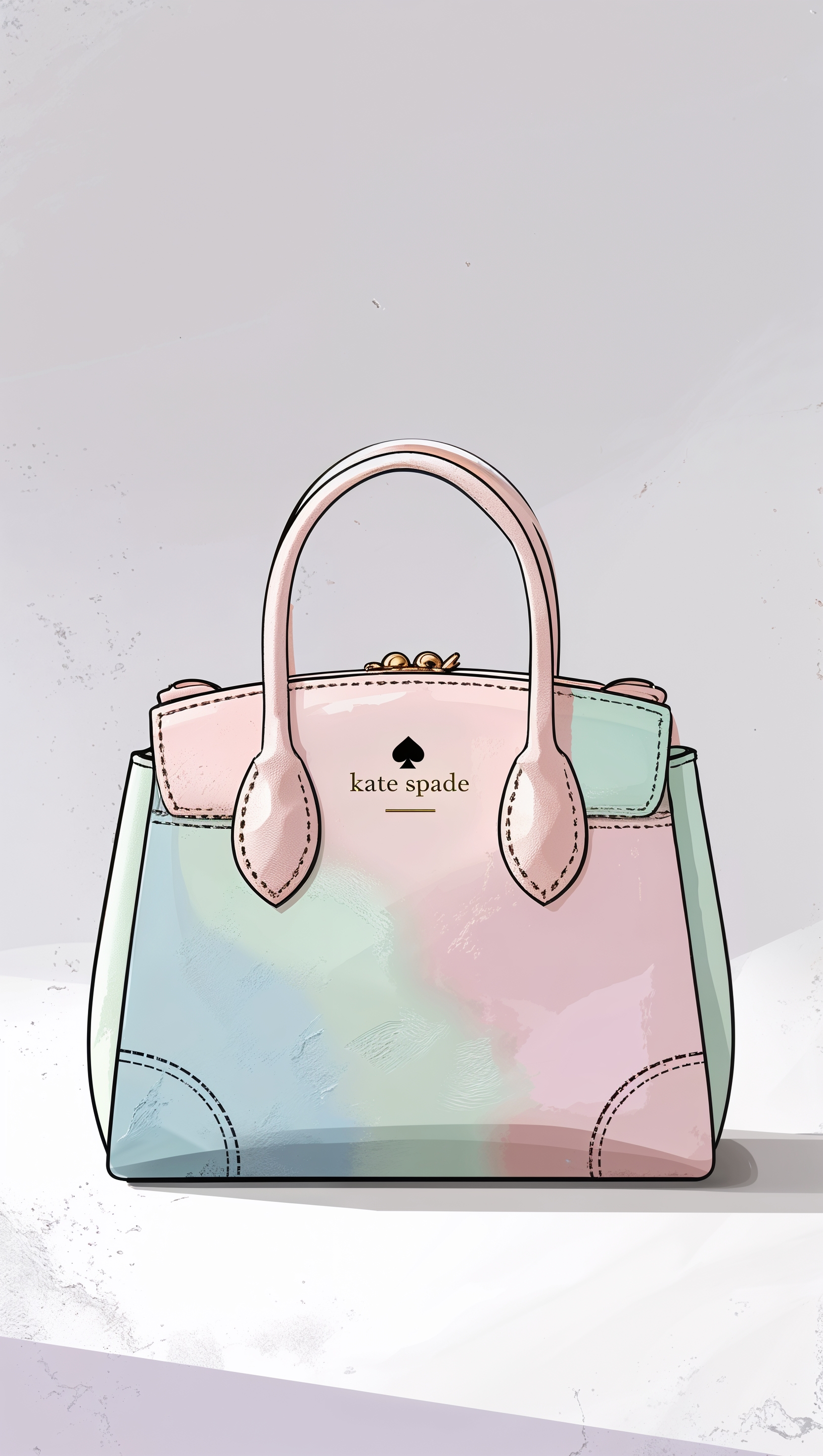 Minimal illustration of a Kate Spade handbag in soft pastel colors