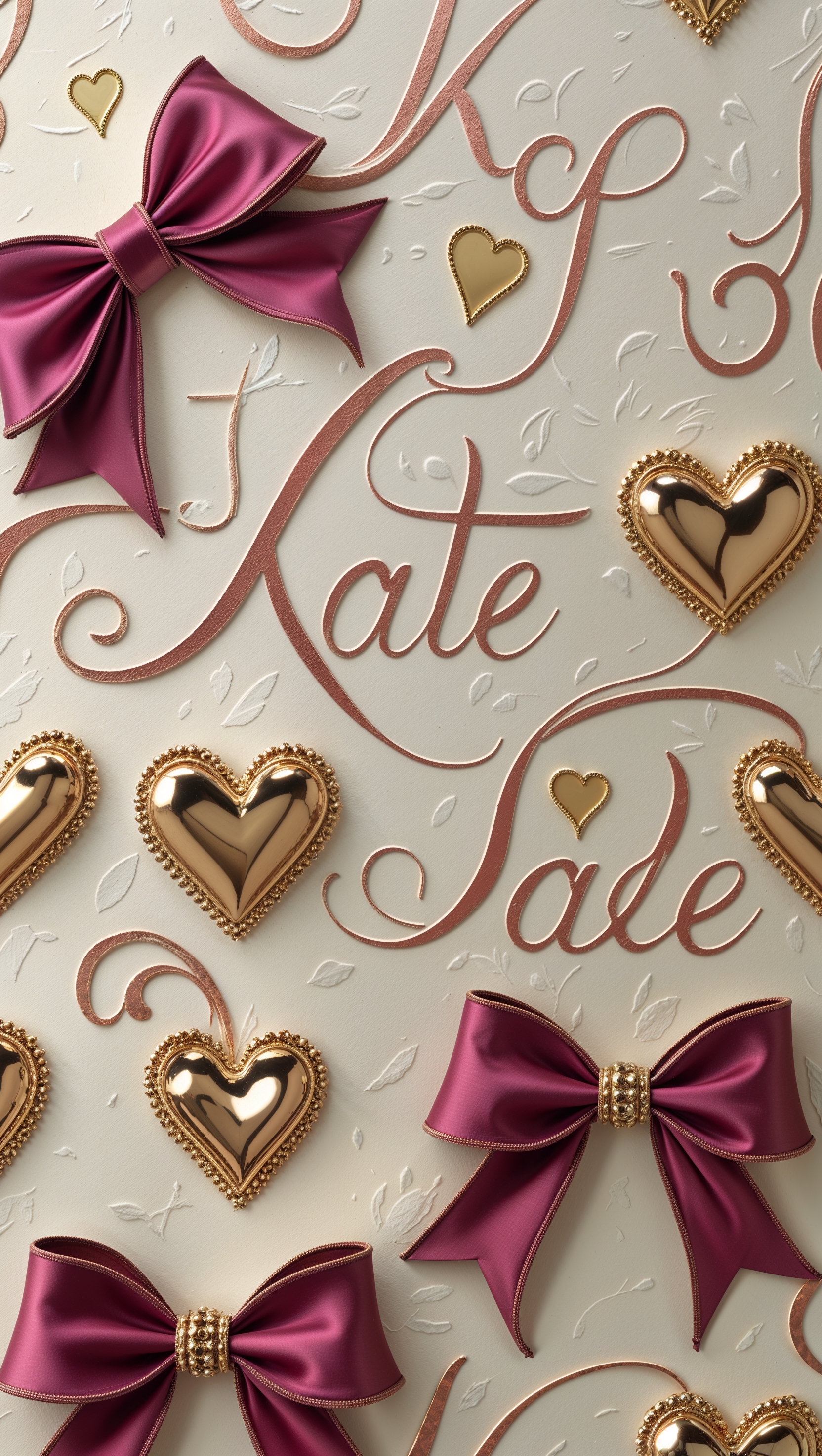 Wallpaper featuring classic Kate Spade elements like bows or golden hearts and elegant typography