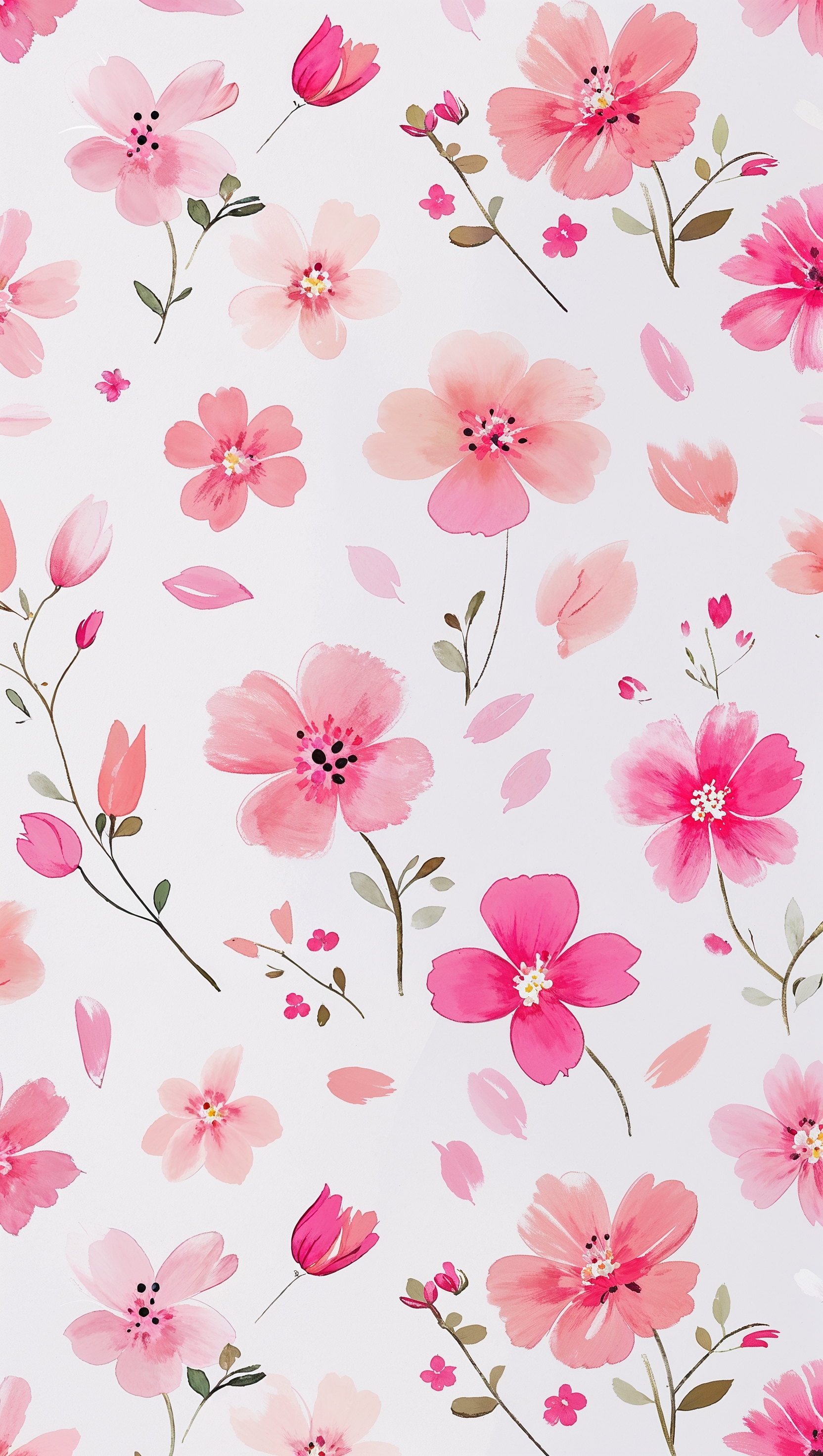 iPhone wallpaper with pink floral patterns on a white background in Kate Spade style