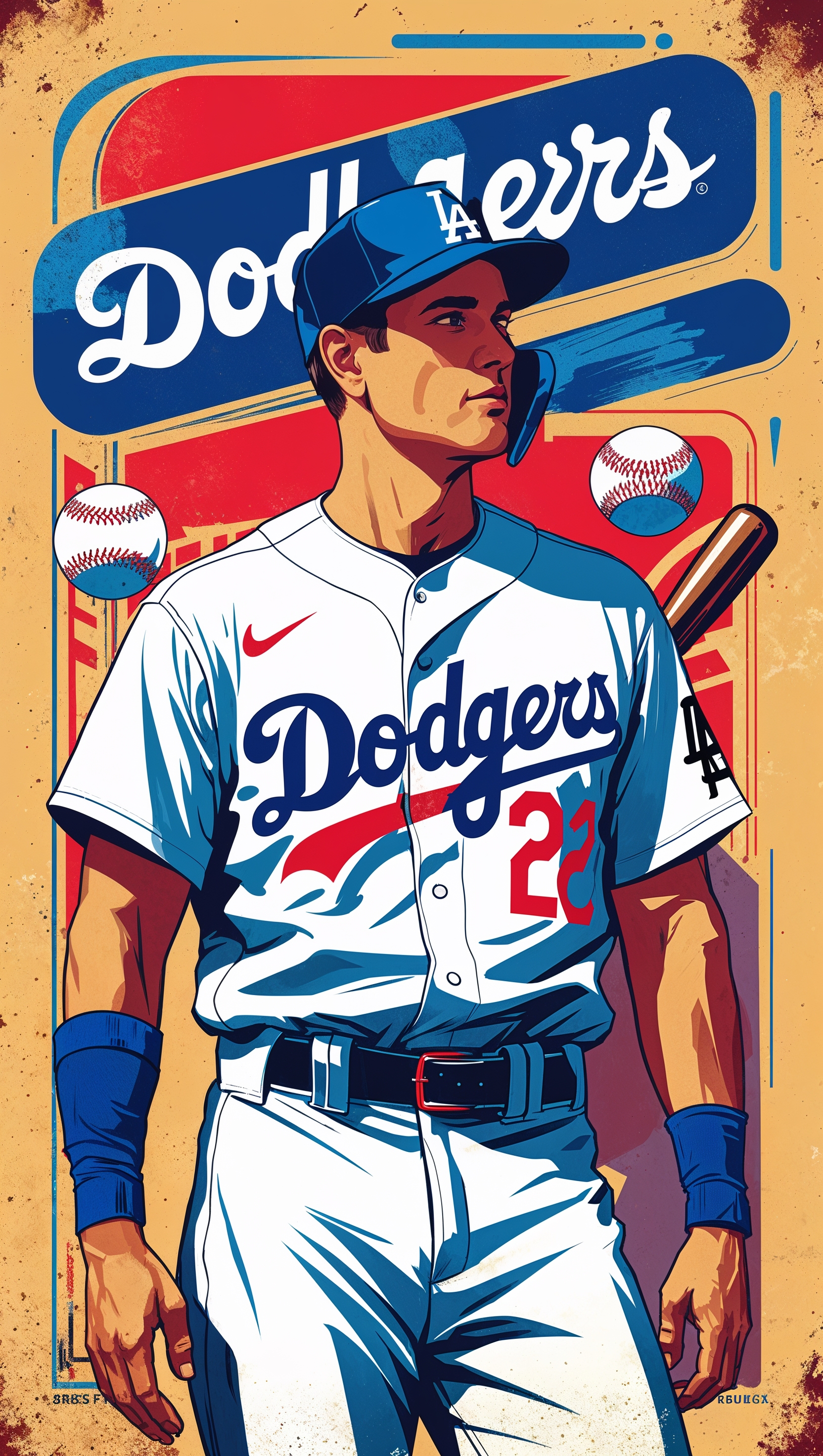 Retro-style illustration of LA Dodgers
