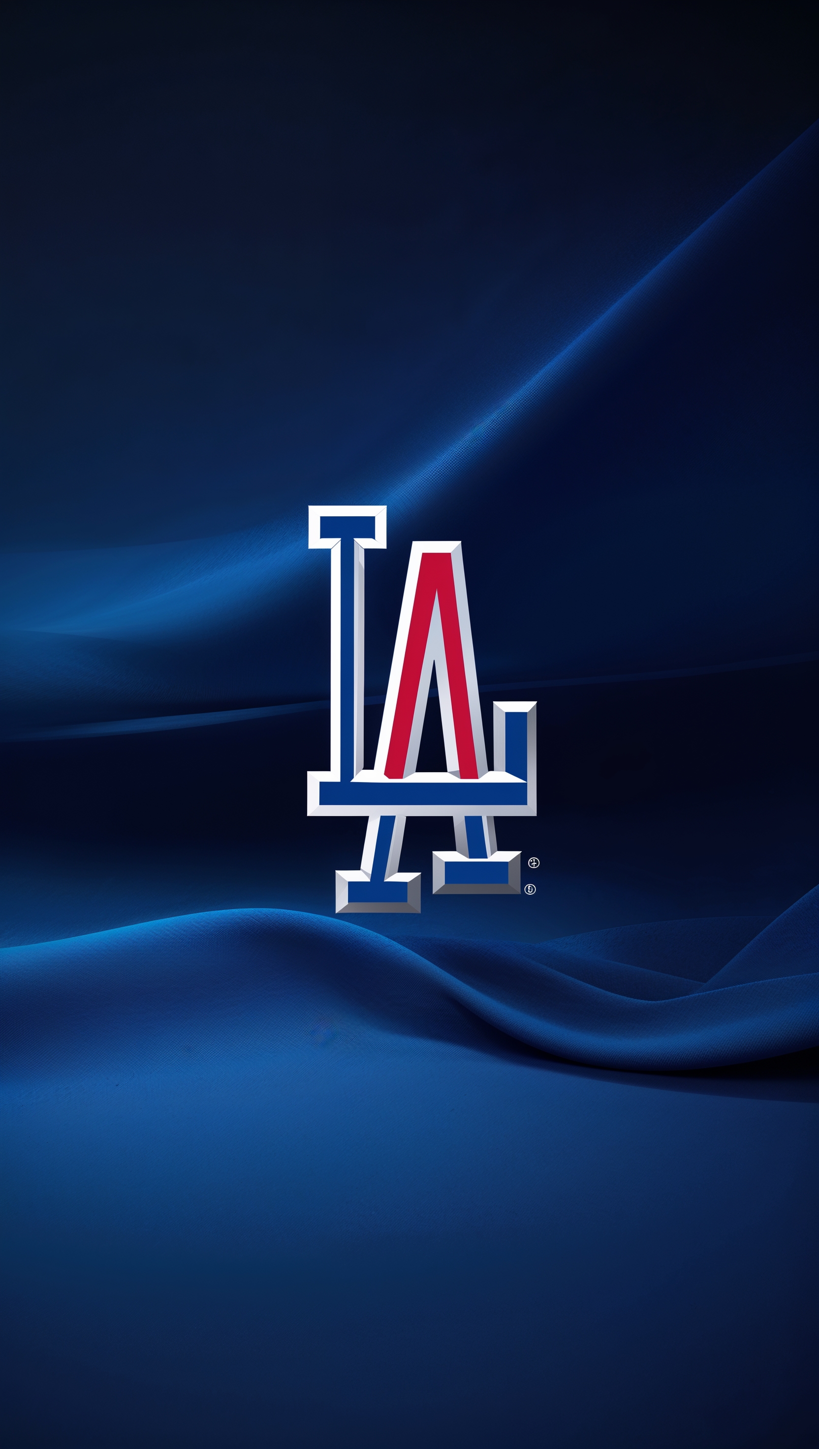 iPhone wallpaper with LA Dodgers logo on a dark blue background