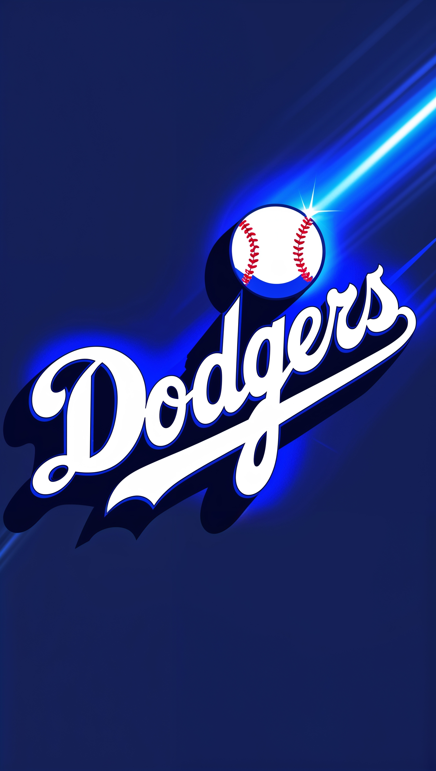 Iconic LA Dodgers logo with blue backlight