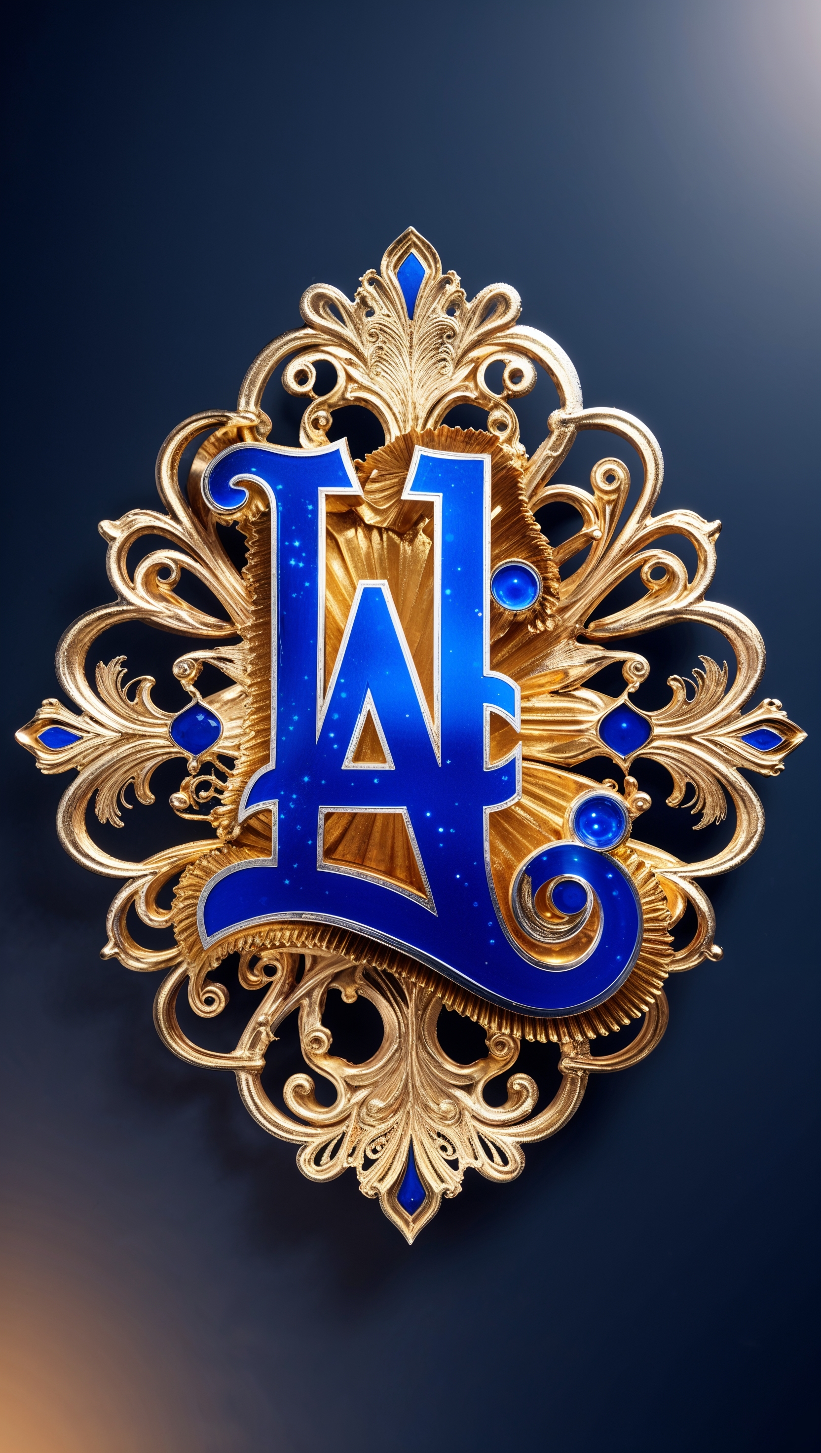 LA Dodgers logo with golden luxury effects