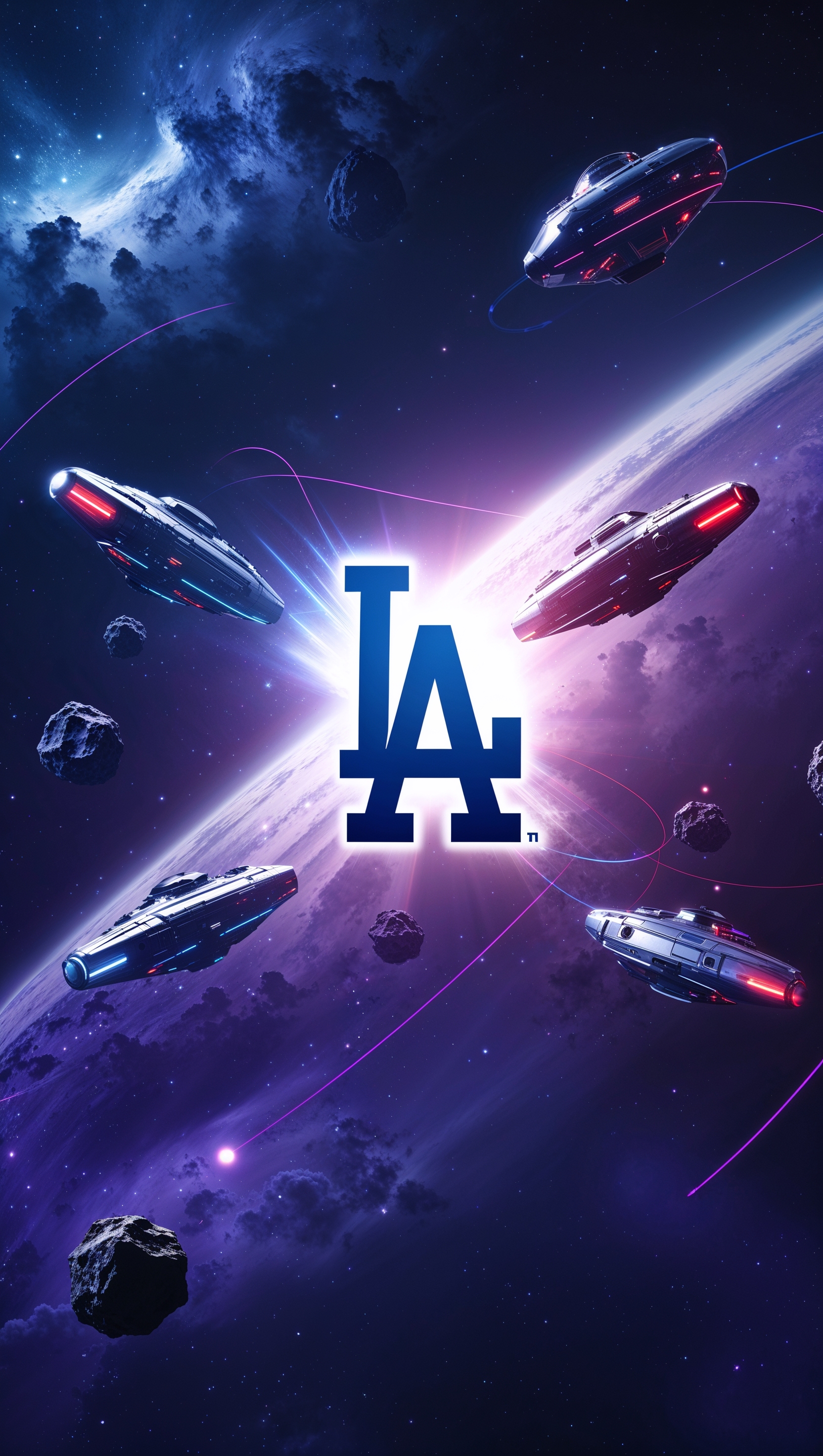 Futuristic space-themed LA Dodgers wallpaper