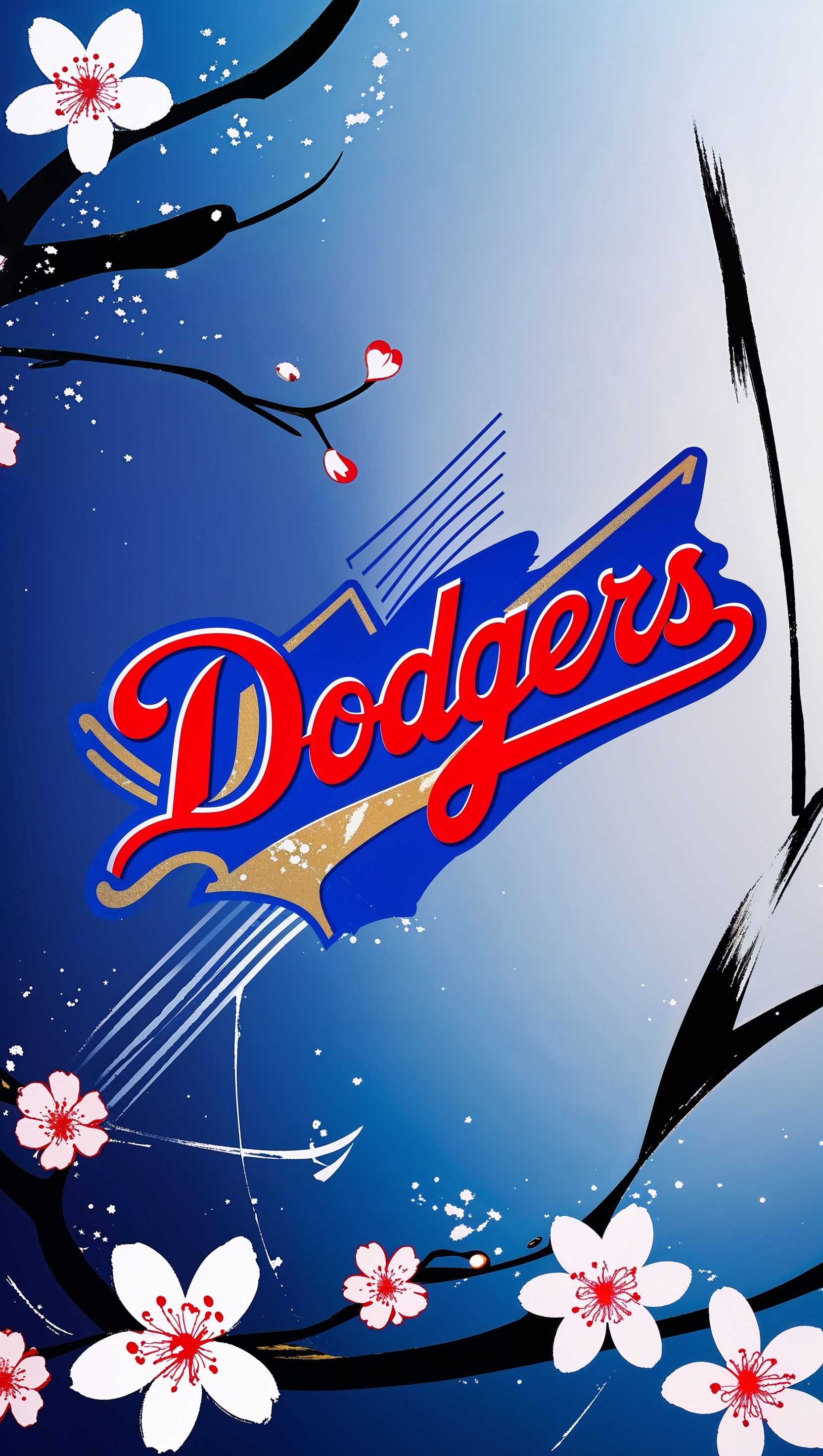 Japanese art-style LA Dodgers iPhone wallpaper