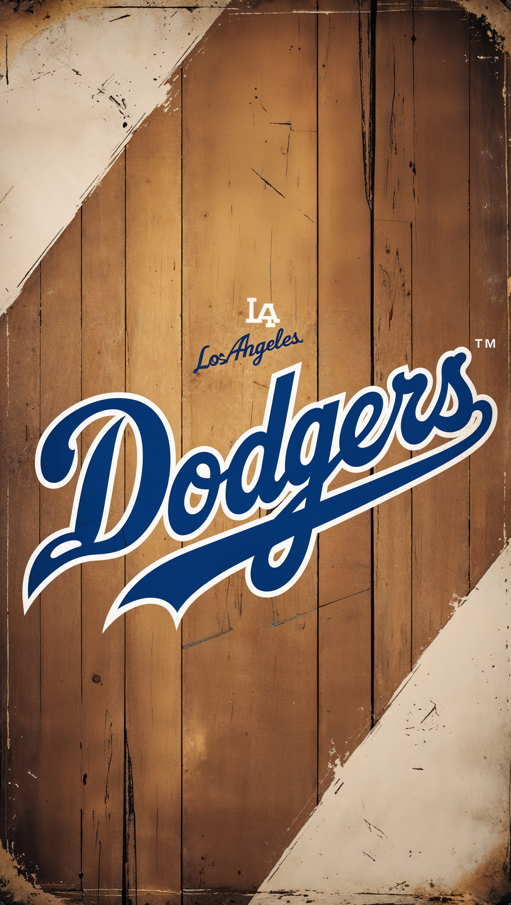 LA Dodgers on vintage wooden background for iPhone wallpaper