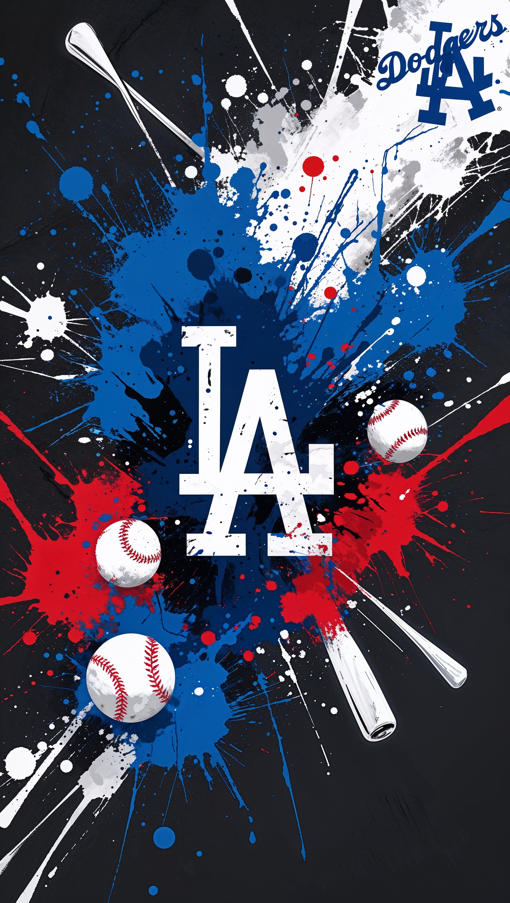 Artistic LA Dodgers design with splattered colors