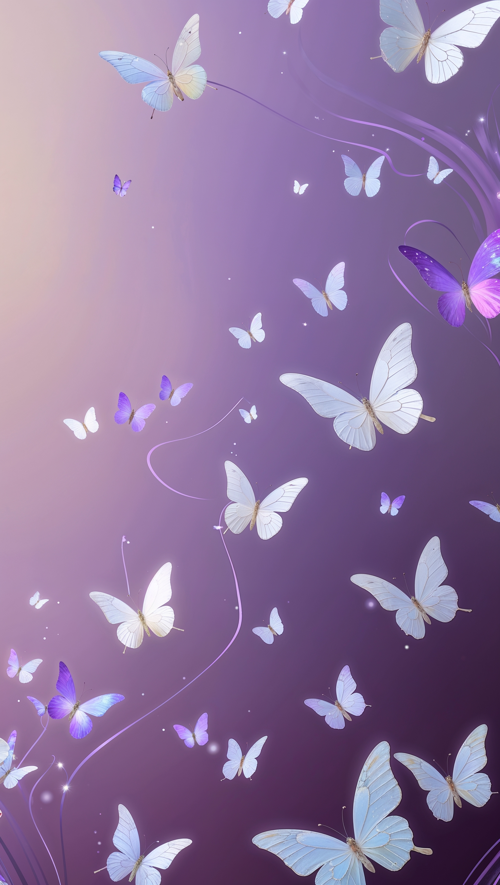 iPhone wallpaper with lavender and white butterflies